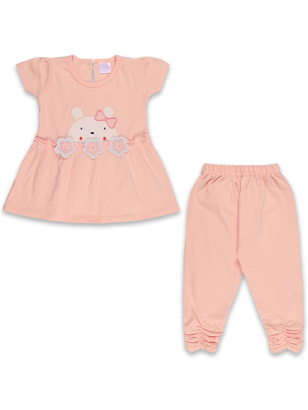 

Wish Karo Girls Printed Round Neck Top With Trouser, Peach