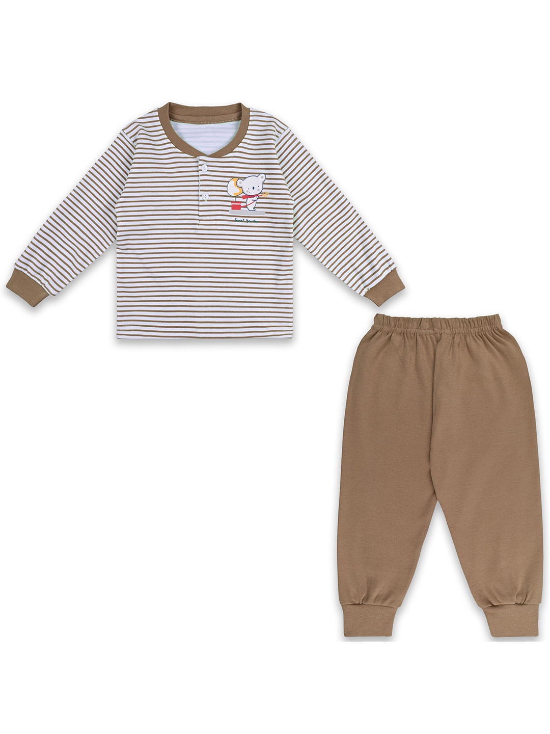 

Wish Karo Boys Striped V-Neck Long Sleeves T-Shirt With Jogger, Brown