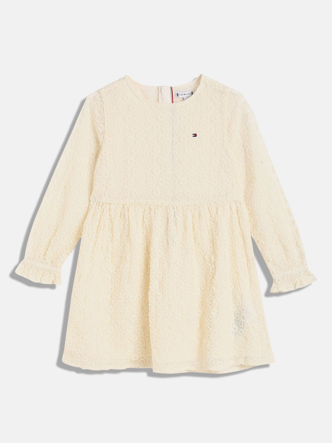 

Tommy Hilfiger Girls Floral Self Design Fit & Flare Dress, Beige