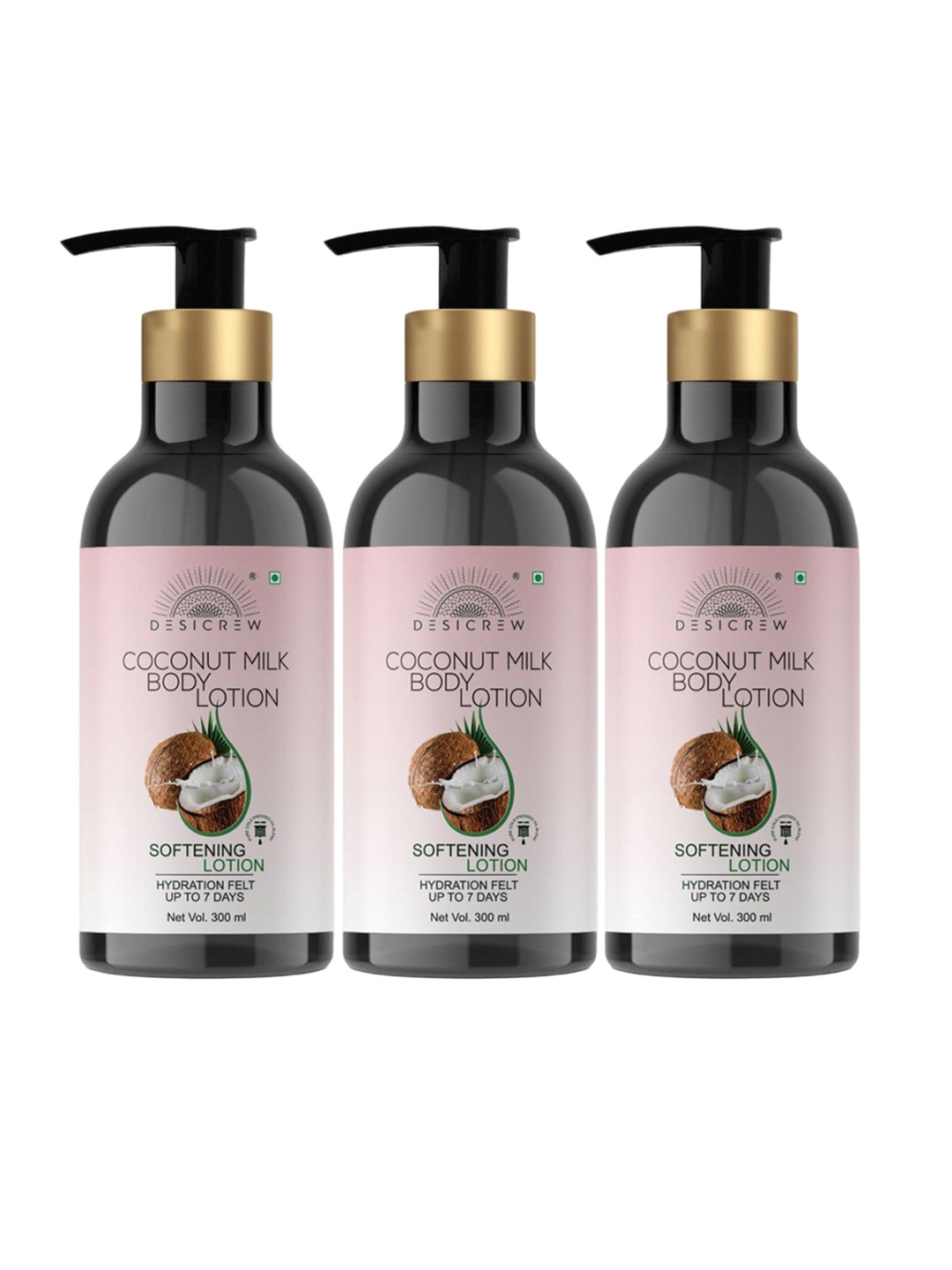 

Desi Crew Set Of 3 Coconut Milky Moisturizing Body Lotion - 300 ml Each, White