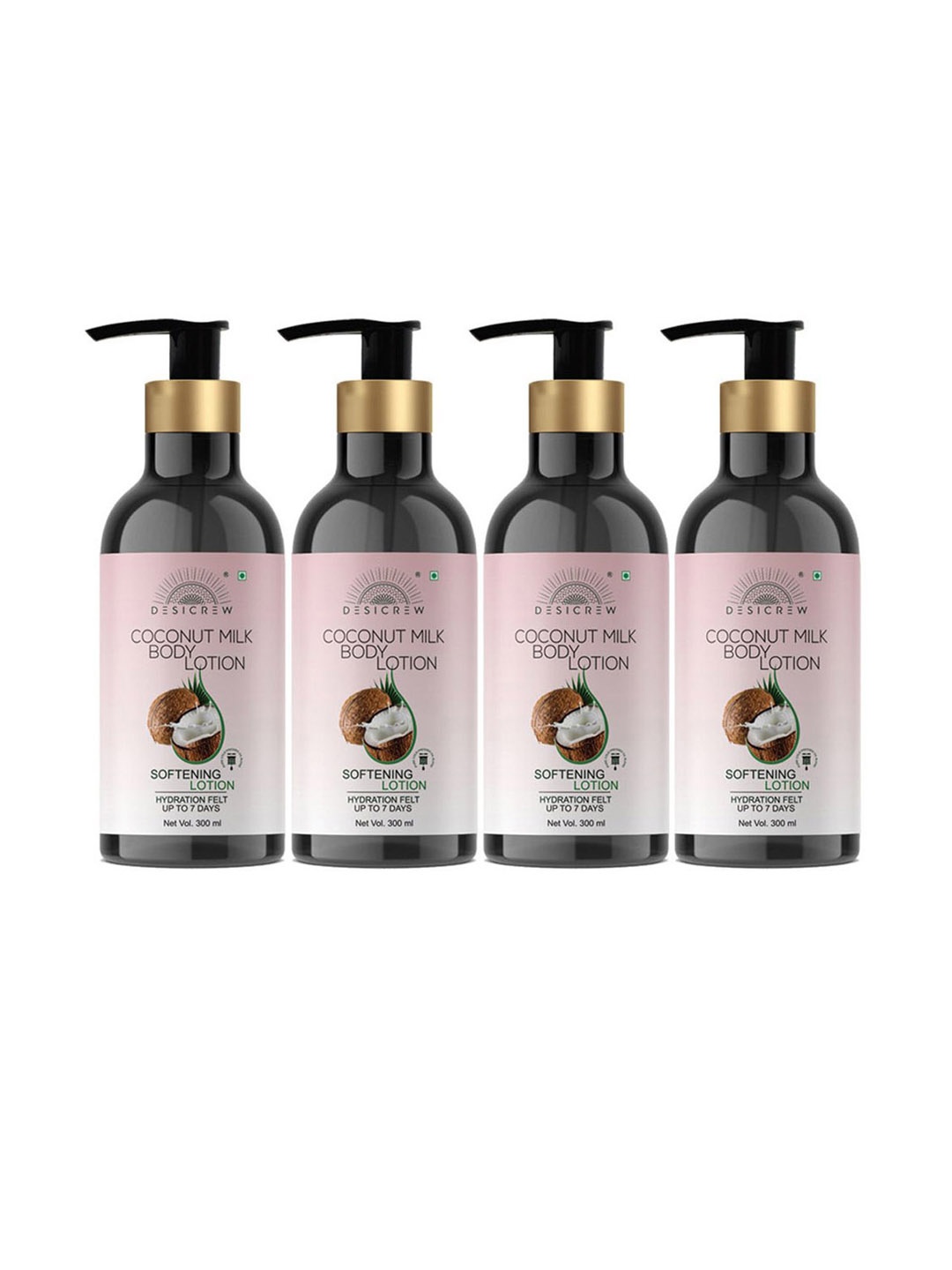 

Desi Crew Set Of 4 Coconut Milky Moisturizing Body Lotion - 300 ml Each, White
