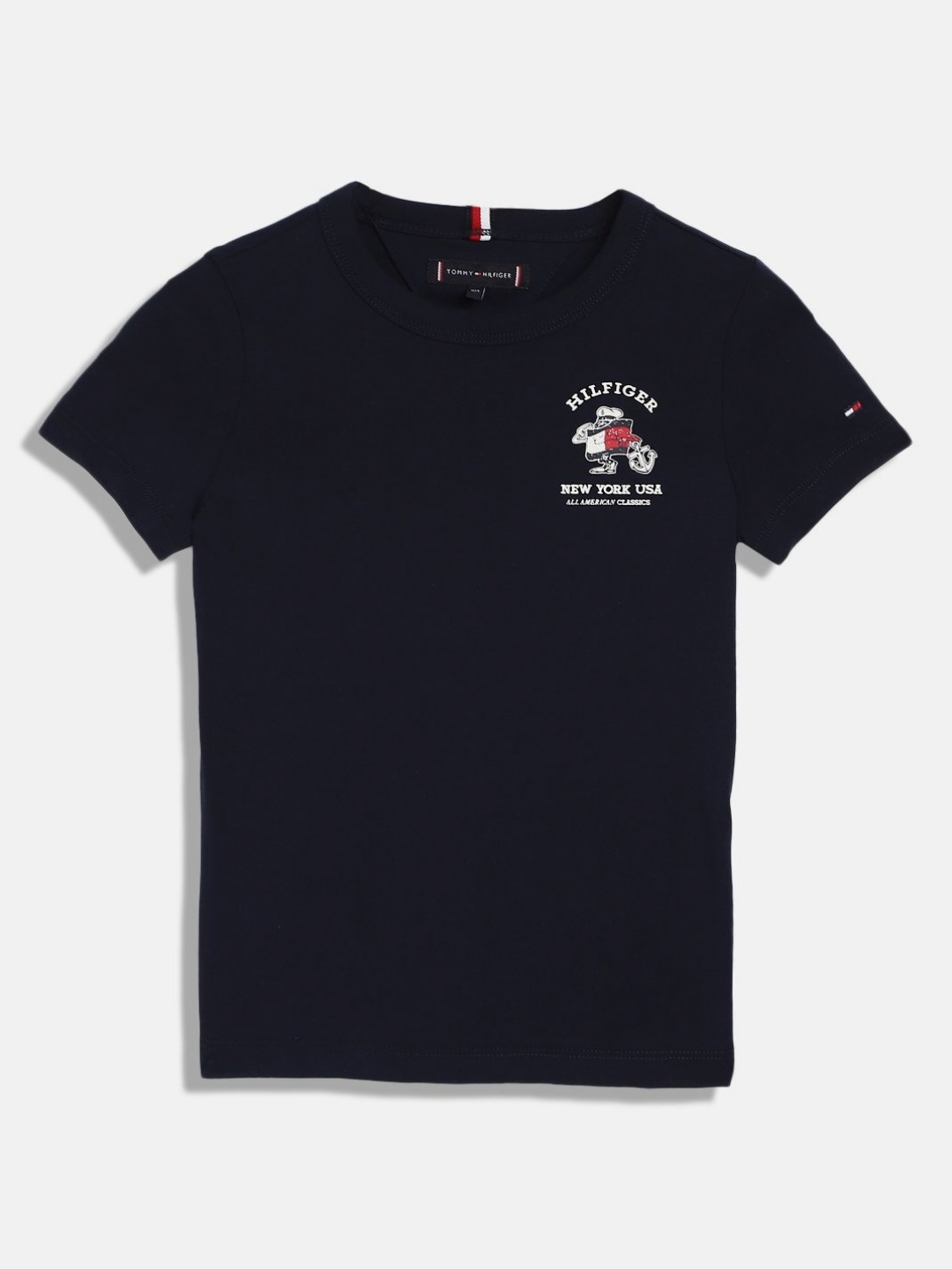 Tommy Hilfiger Boys Graphic Printed Round Neck Cotton T-shirt, Black