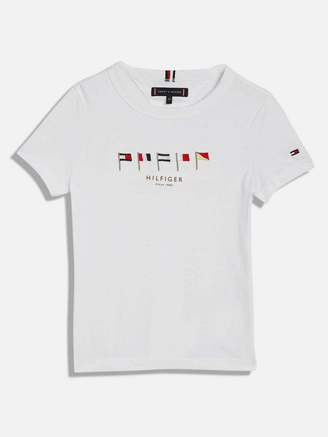 

Tommy Hilfiger Boys Graphic Printed Round Neck Cotton T-shirt, White