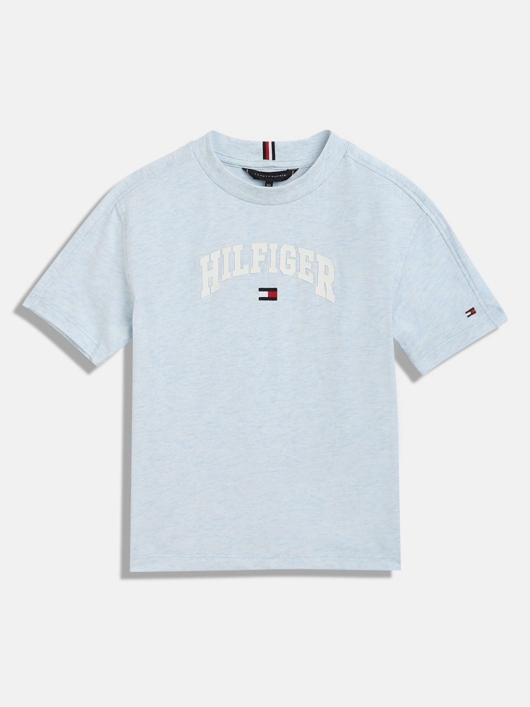 

Tommy Hilfiger Boys Typography Printed Round Neck Cotton T-shirt, Blue