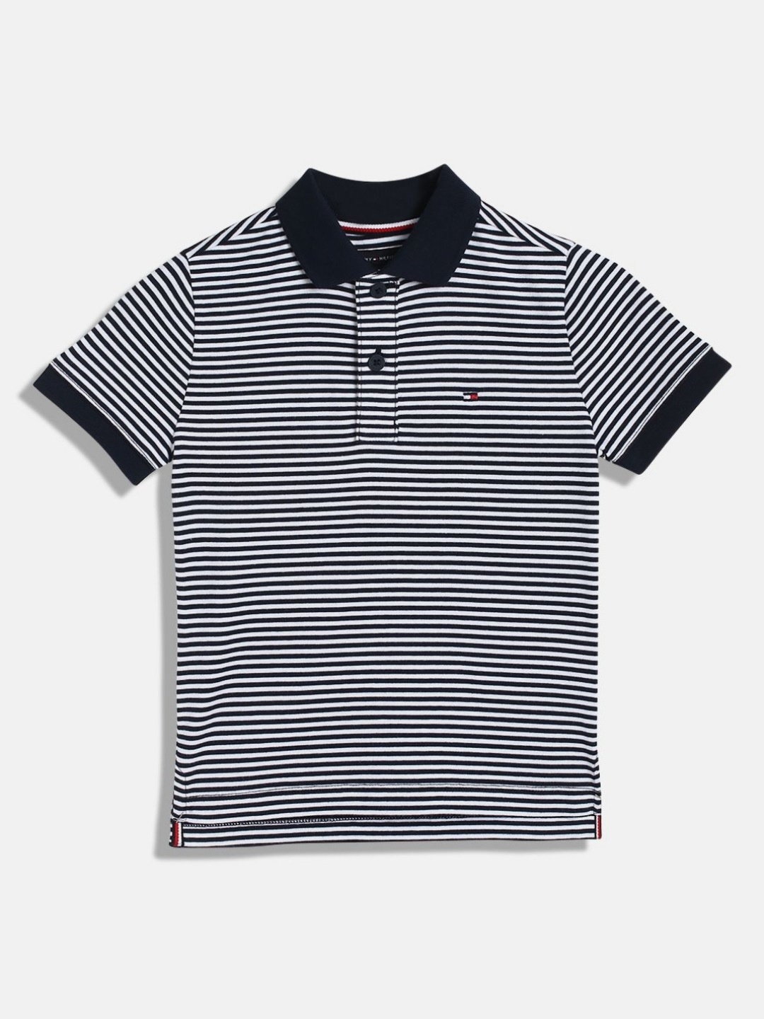 

Tommy Hilfiger Boys Striped Polo Collar Cotton T-shirt, Black