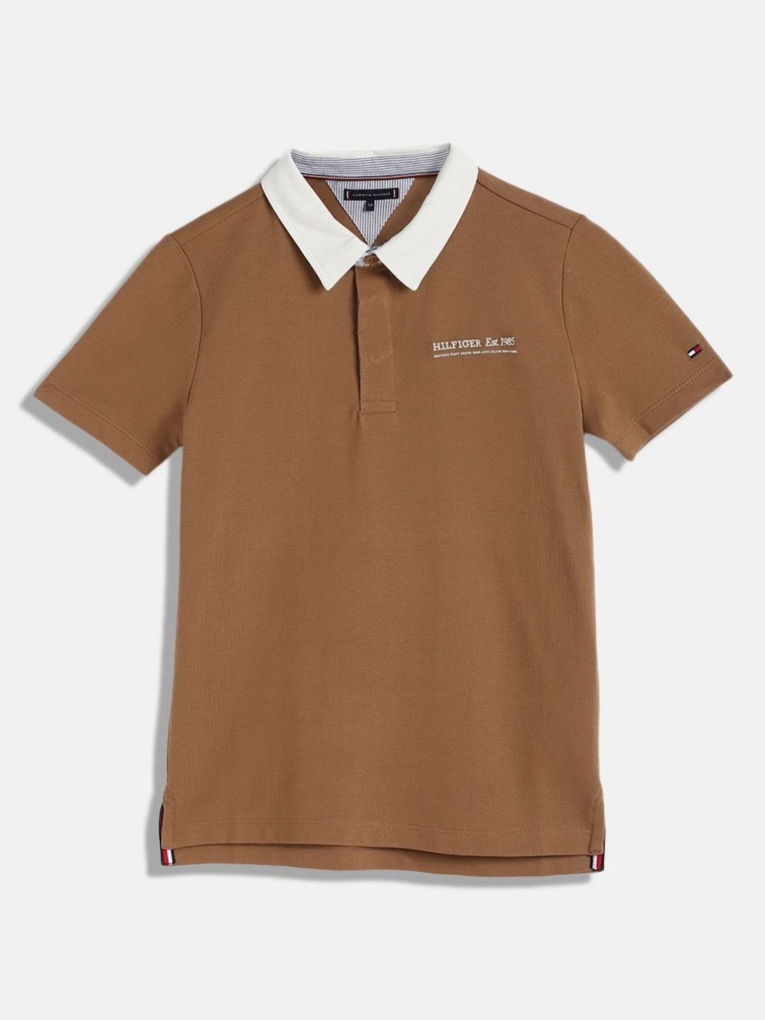 

Tommy Hilfiger Boys Solid Polo Collar Cotton T-shirt, Brown