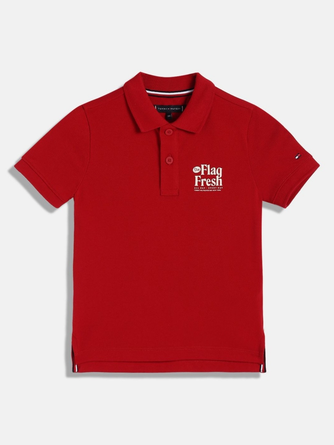 

Tommy Hilfiger Boys Graphic Printed Polo Collar Cotton T-shirt, Red