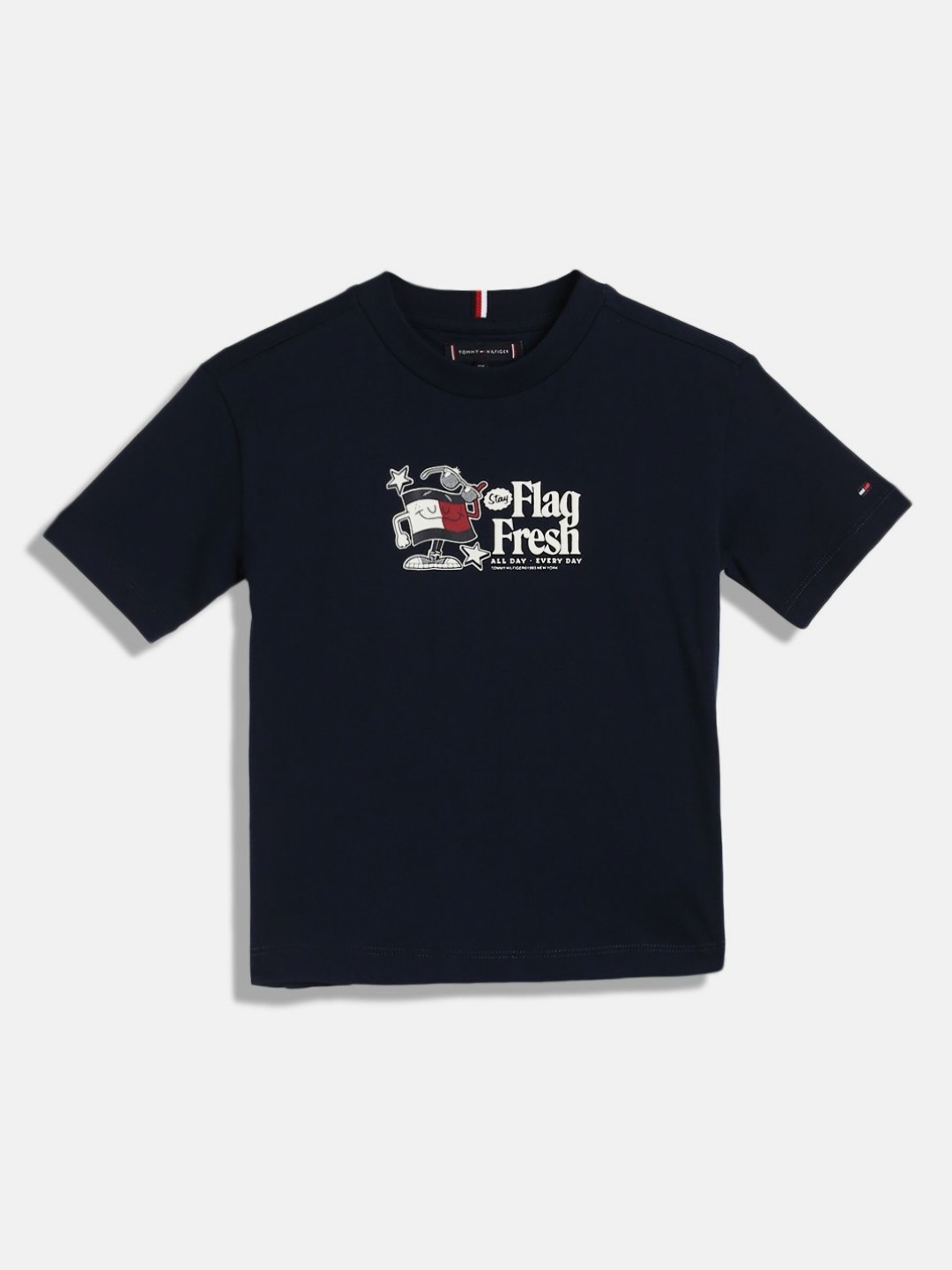 

Tommy Hilfiger Boys Graphic Printed Round Neck Cotton T-shirt, Navy blue