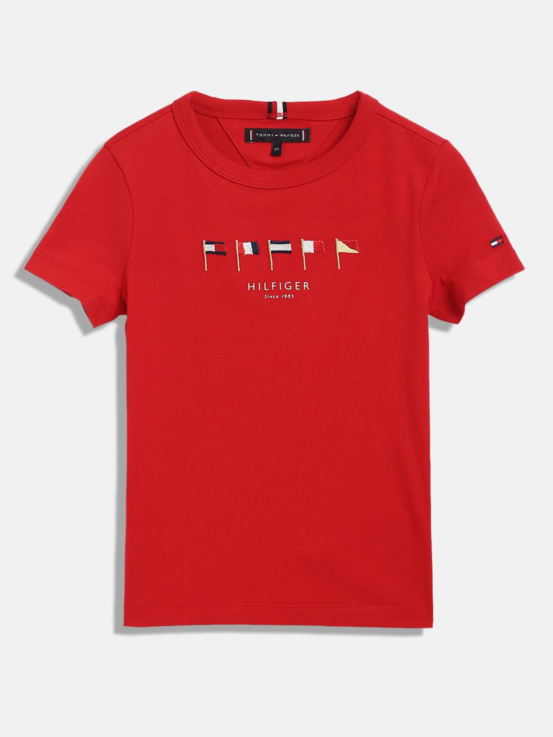 

Tommy Hilfiger Boys Graphic Printed Round Neck Cotton T-shirt, Red