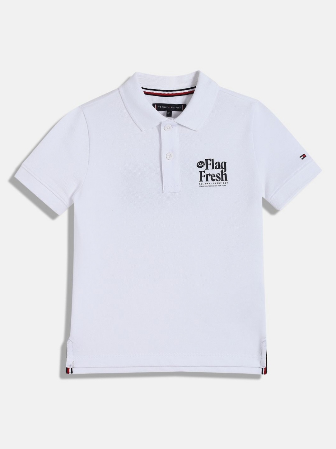 

Tommy Hilfiger Boys Graphic Printed Polo Collar Cotton T-shirt, White