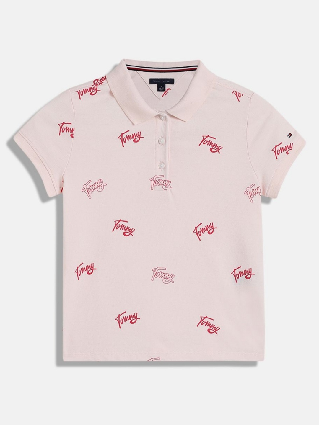 

Tommy Hilfiger Girls Conversational Printed Polo Collar Cotton T-shirt, Pink