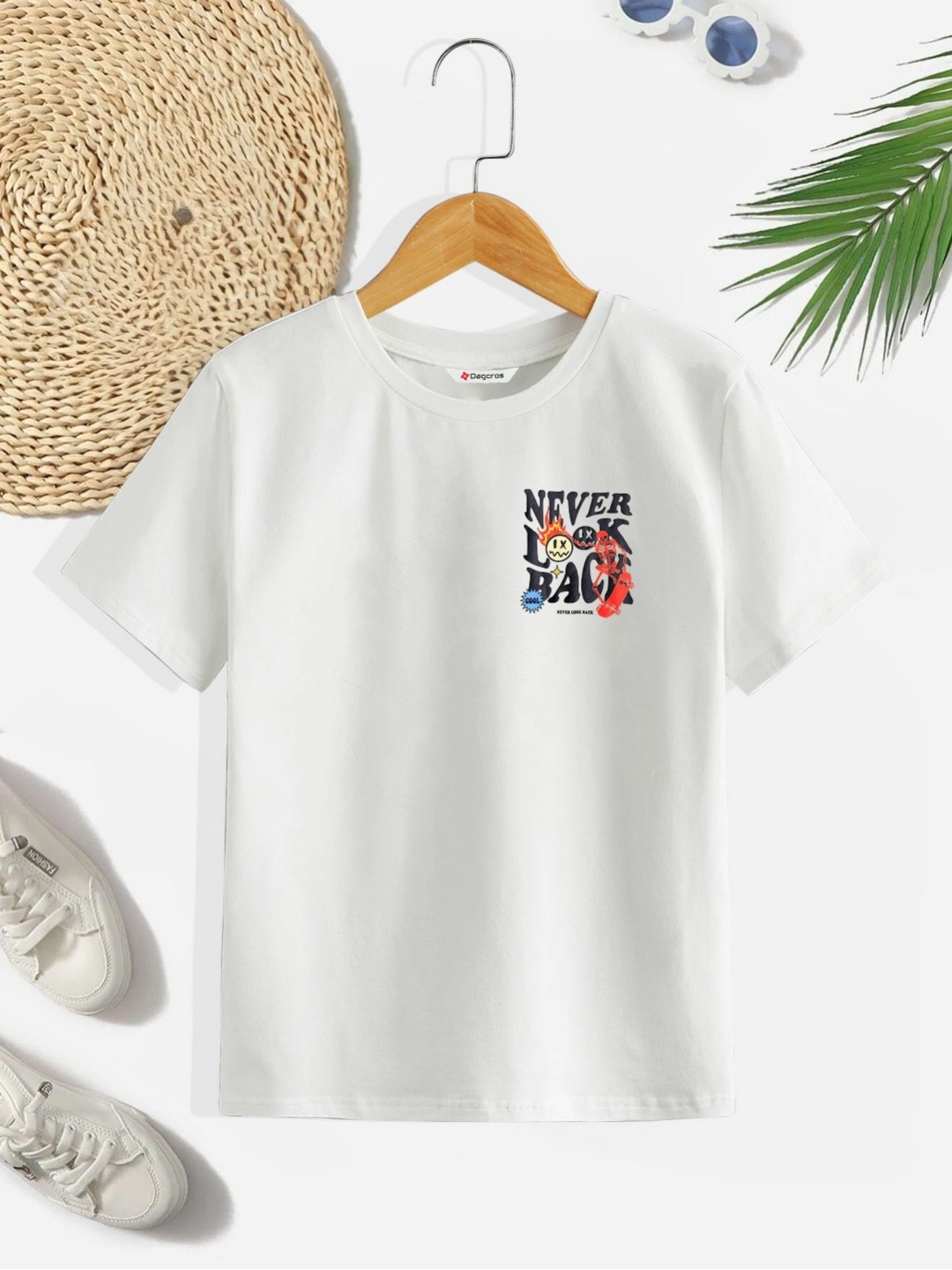 

Dagcros Boys Pack Of 2 Graphic Printed Pure Cotton T-shirts, Beige