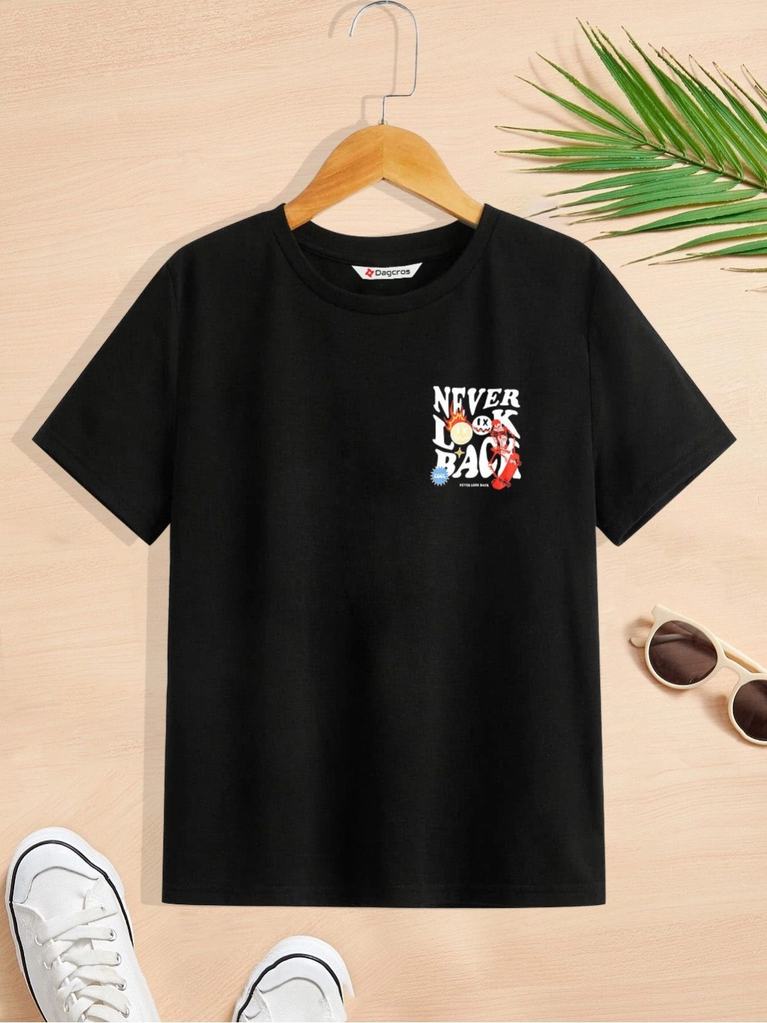 

Dagcros Pack Of 2 Boys Printed Pure Cotton T-shirt, Black