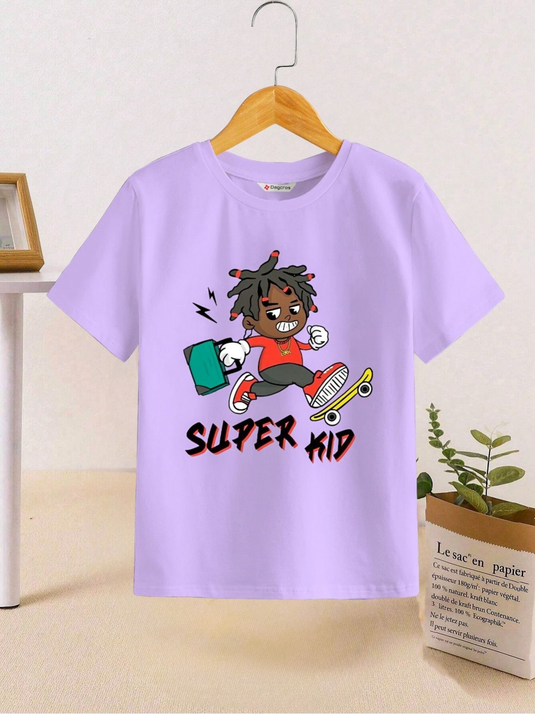 

Dagcros Pack Of 2 Boys Graphic Printed Pure Cotton T-shirt, Lavender