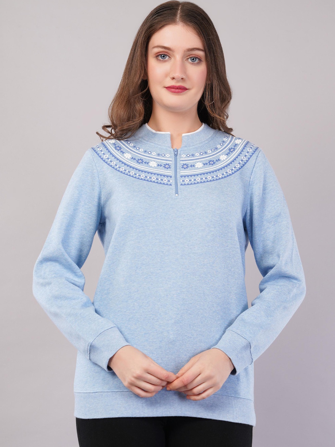

Nimble Women Printed Dry Fit Sweatshirt, Blue