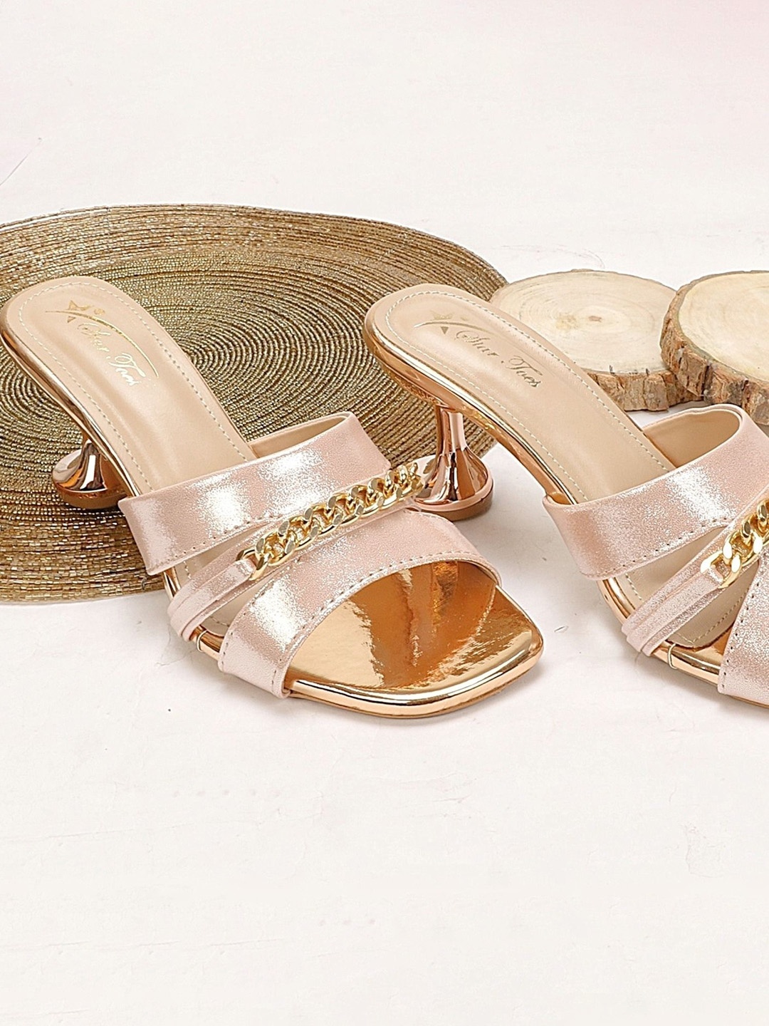 

STARTOES Embellished Block Heeled Sandals, Rose gold