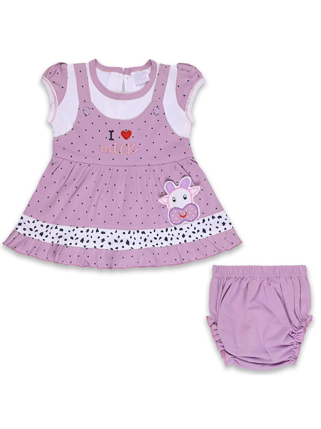 

Wish Karo Girls Cotton Floral Printed A-Line Dress With Brief, Purple