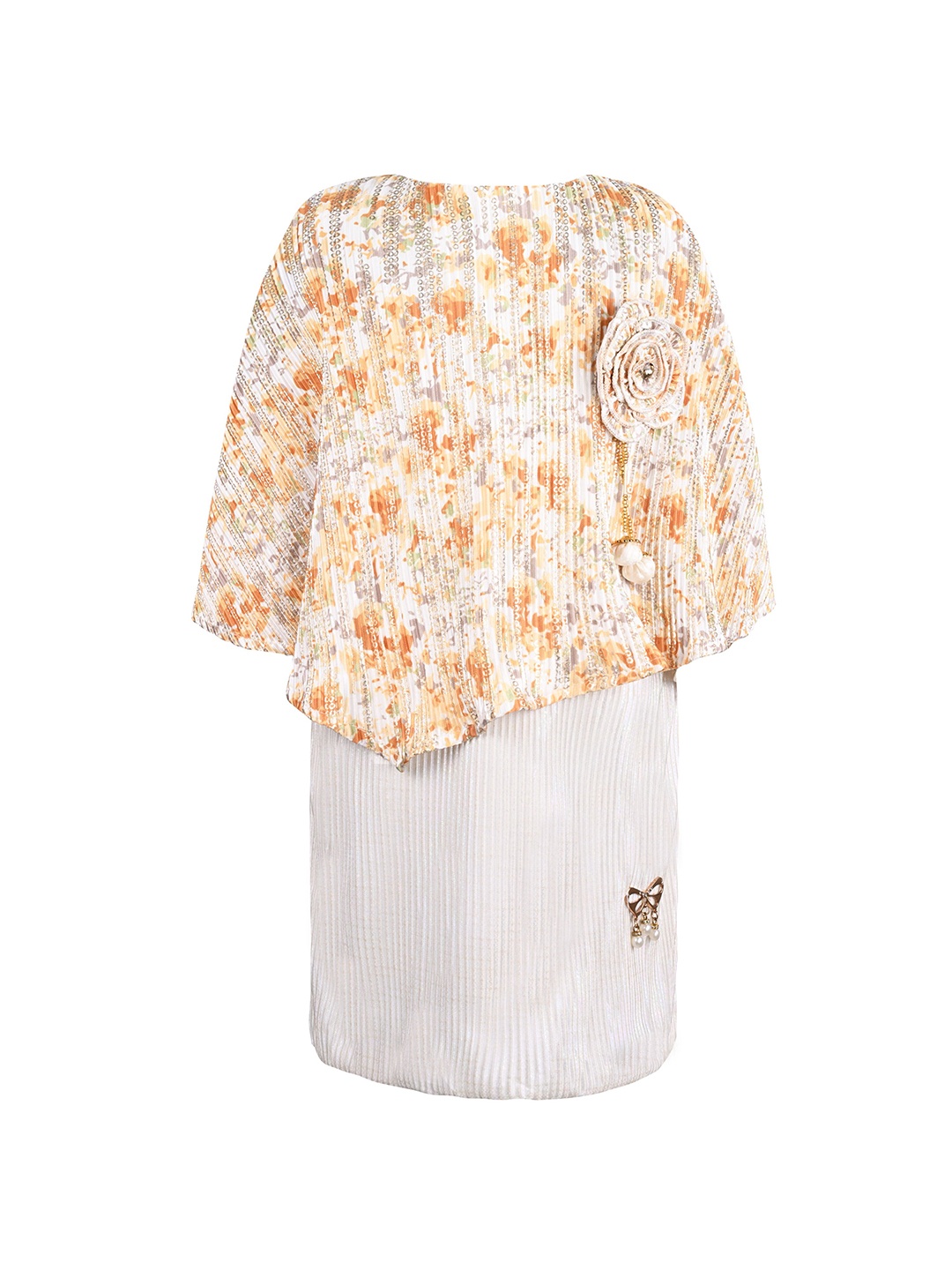 

Wish Karo GirlsFloral Printed A-Line Dress, Gold