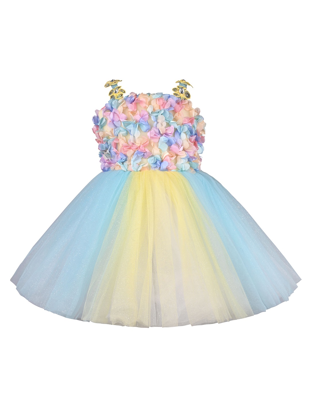 

Wish Karo Girls Net Fit & Flare Dress, Yellow