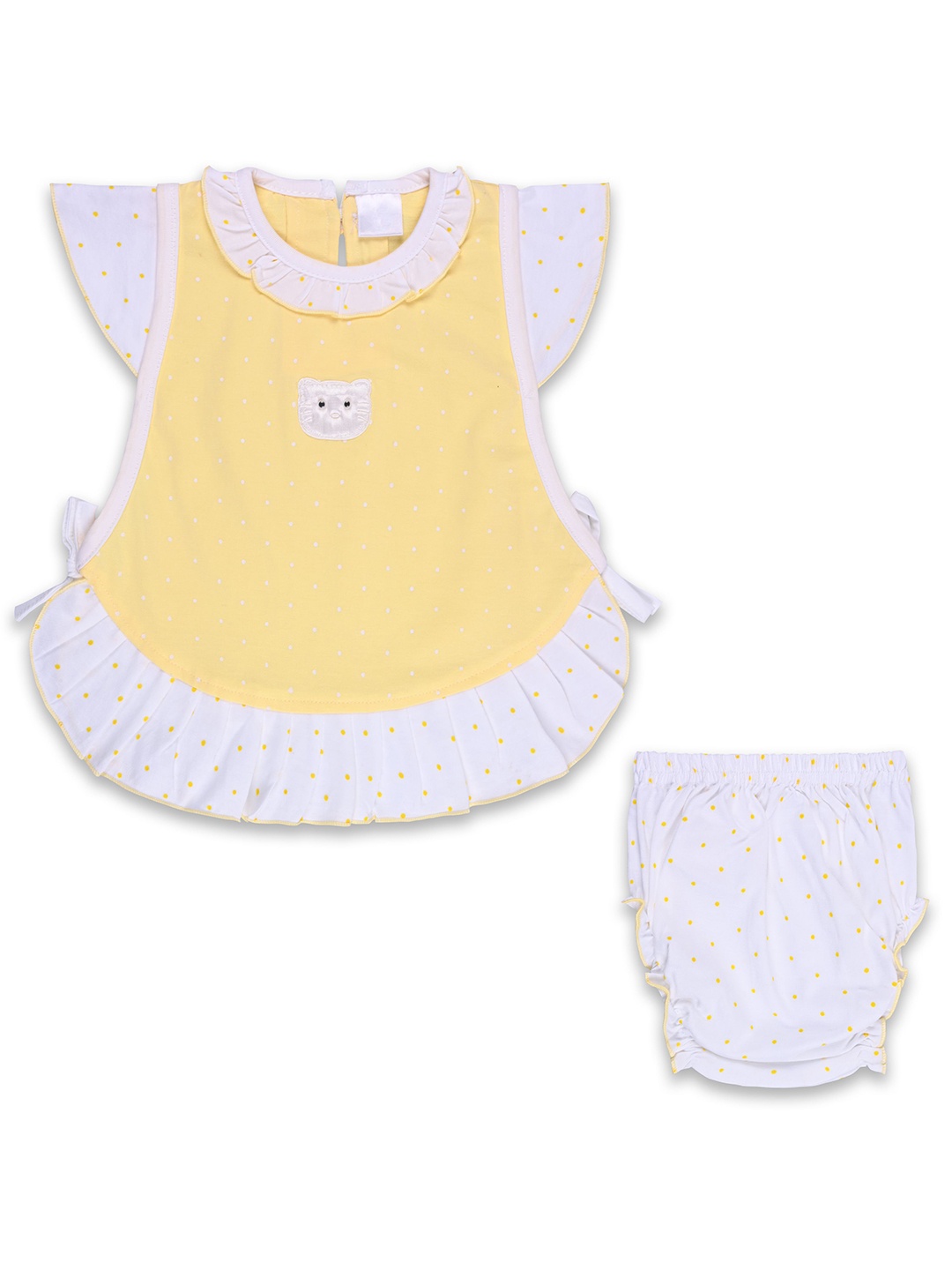 

Wish Karo Girls Printed A-Line Dress With Brief, Yellow