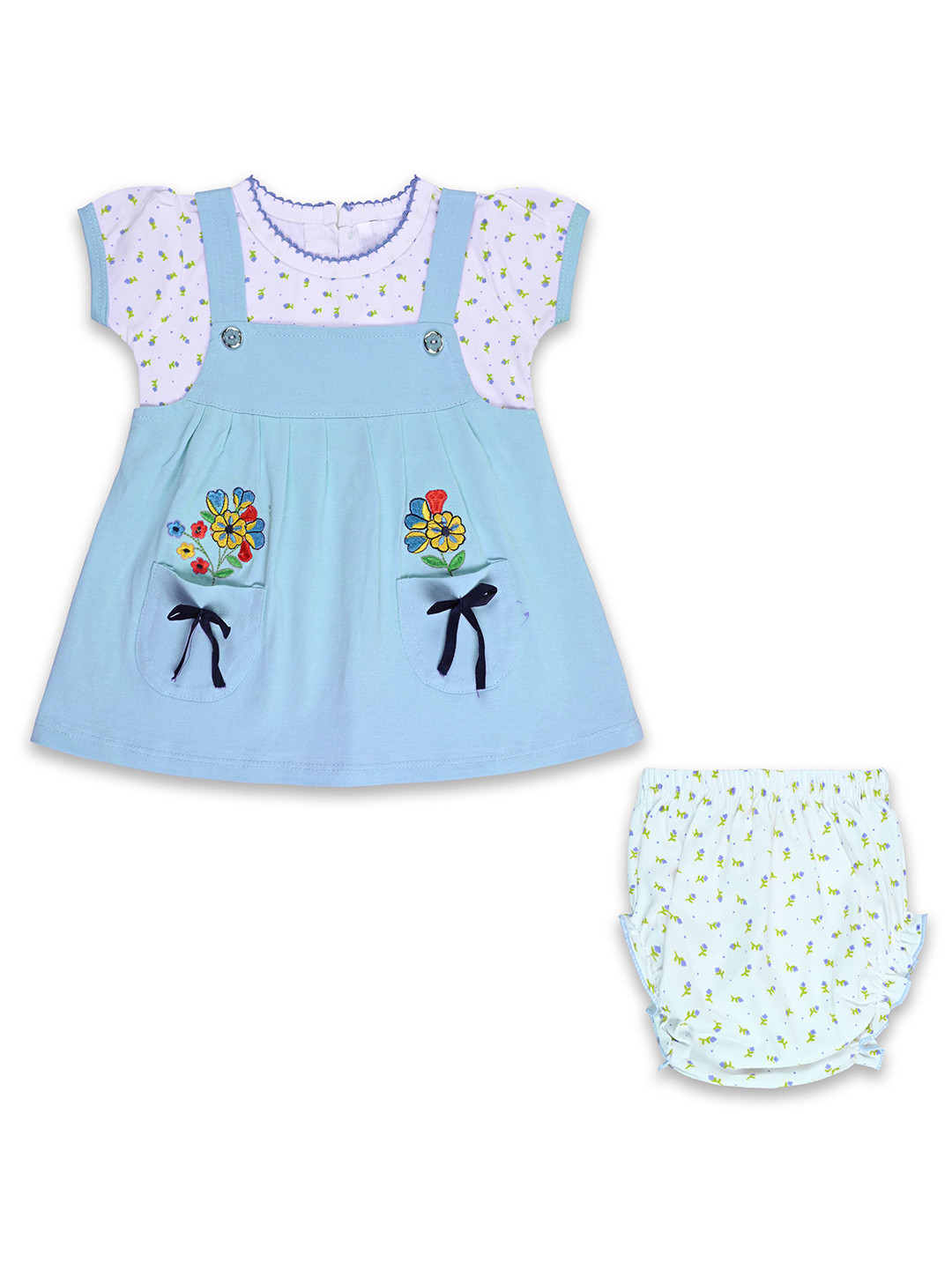 

Wish Karo Girls Cotton Printed Pinafore Dress, Blue