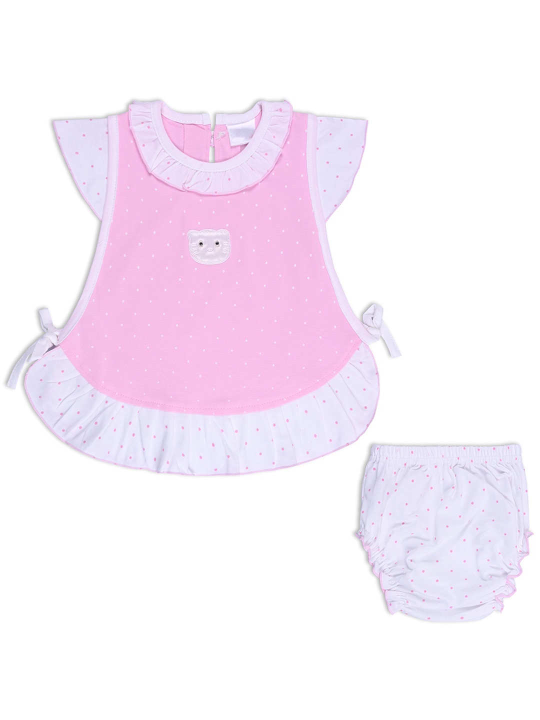 

Wish Karo Girls Cotton Ruffles Cap Sleeves Printed A-Line Dress, Pink