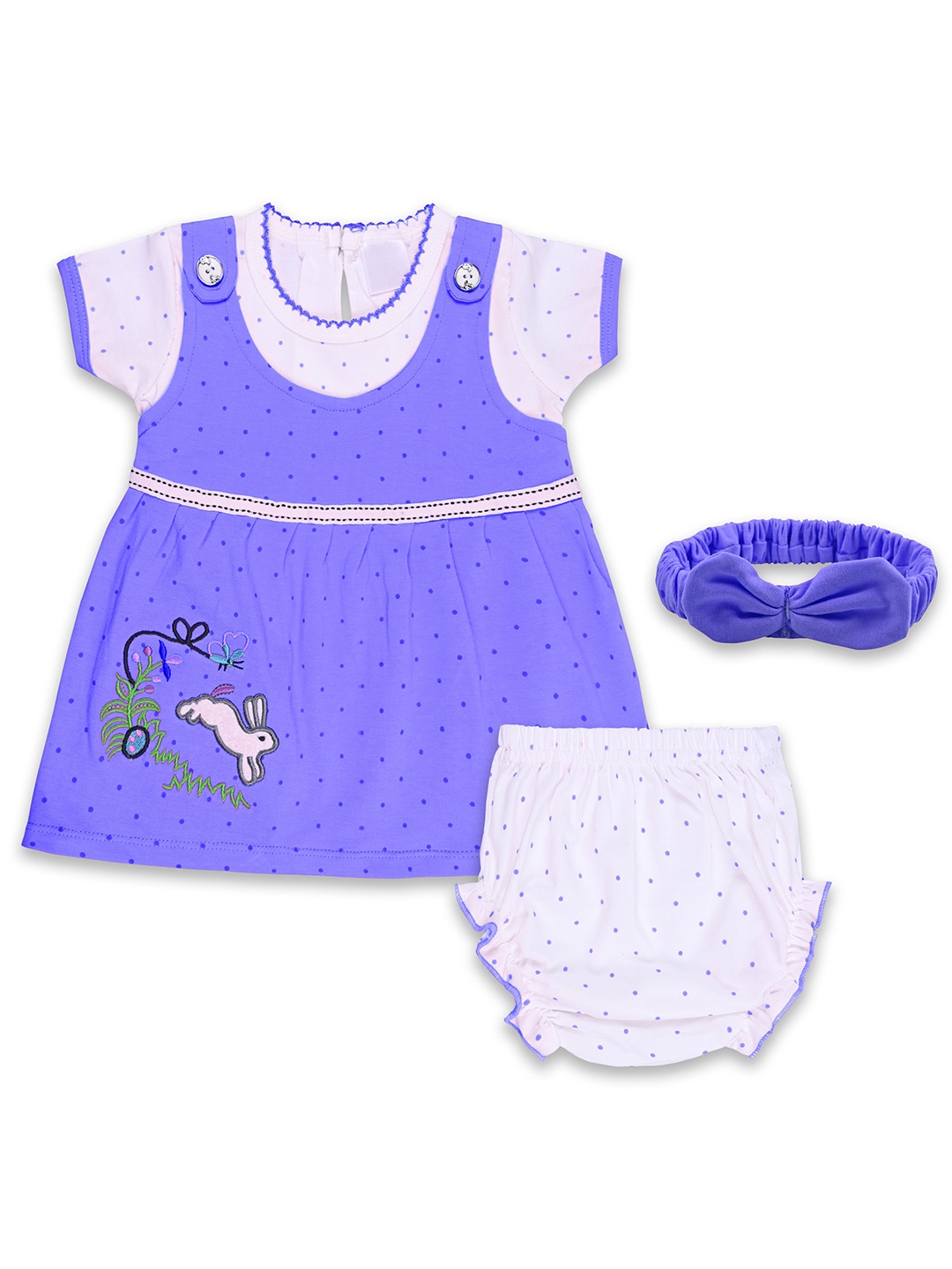 

Wish Karo Girls Printed Round Neck A-Line Dress With Brief, Purple