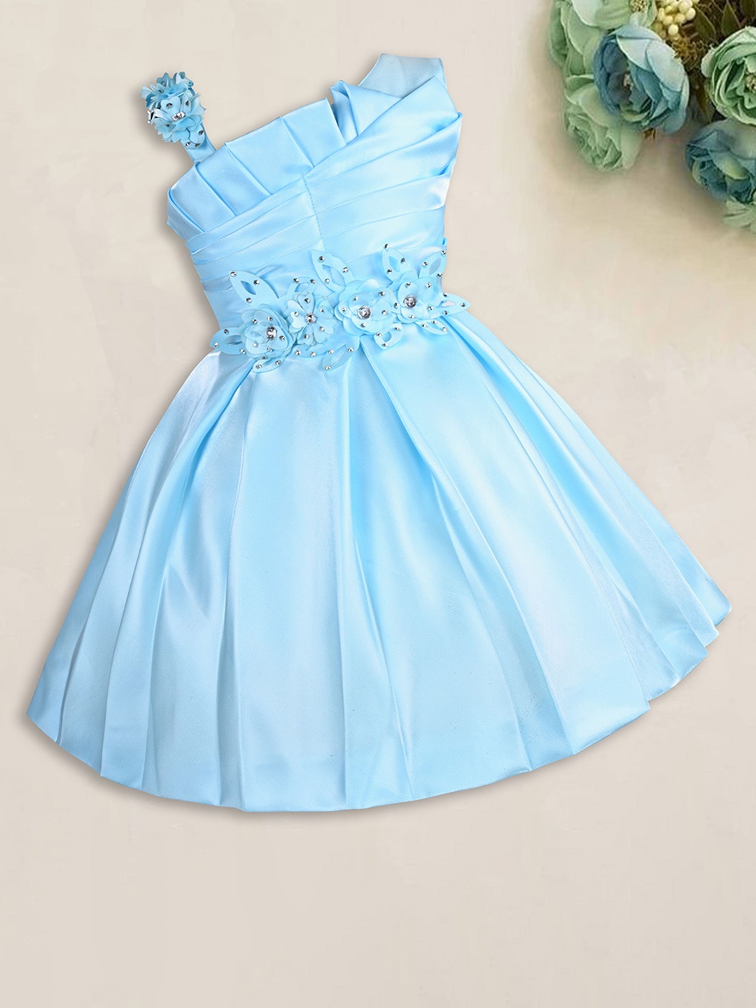 

Wish Karo Girls One Shoulder A-Line Dress, Blue
