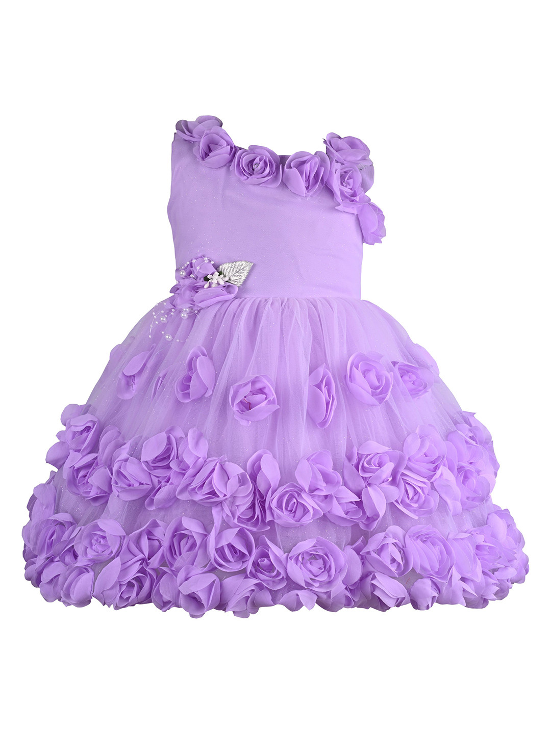 

Wish Karo Girls Self Design Fit & Flare Dress, Purple