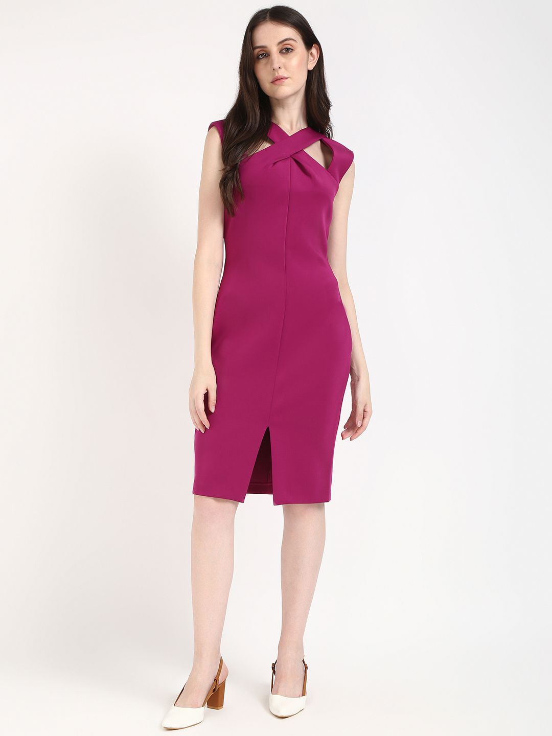 

Calvin Klein Jeans Women V-Neck Bodycon Midi Dress, Pink