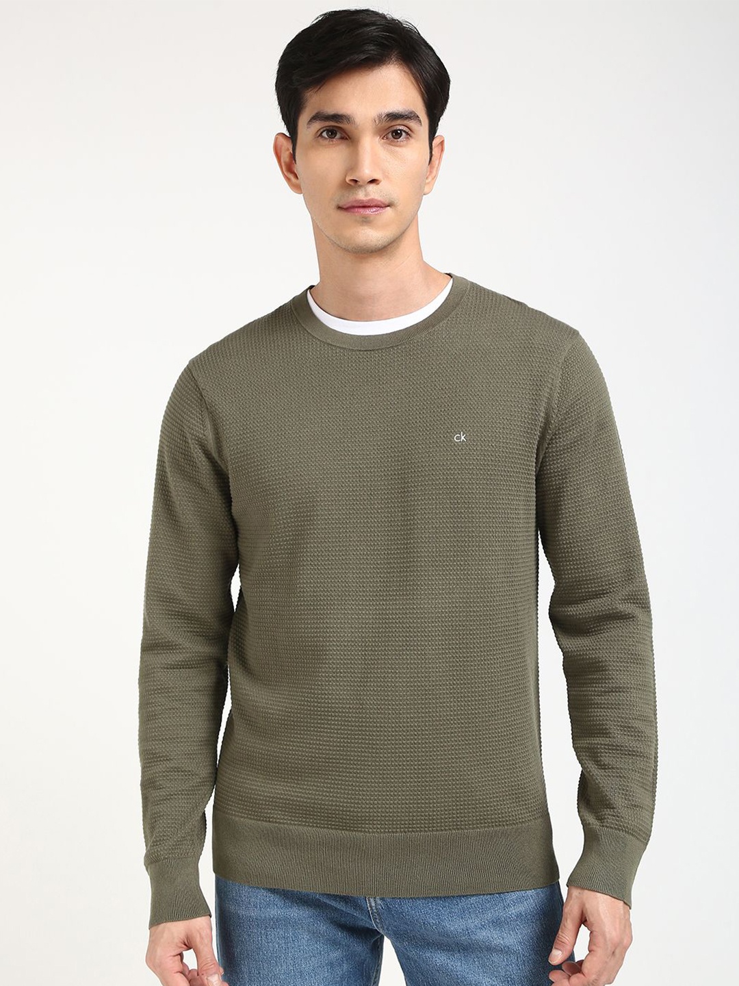 

Calvin Klein Jeans Men Round Neck Cotton Pullover, Beige