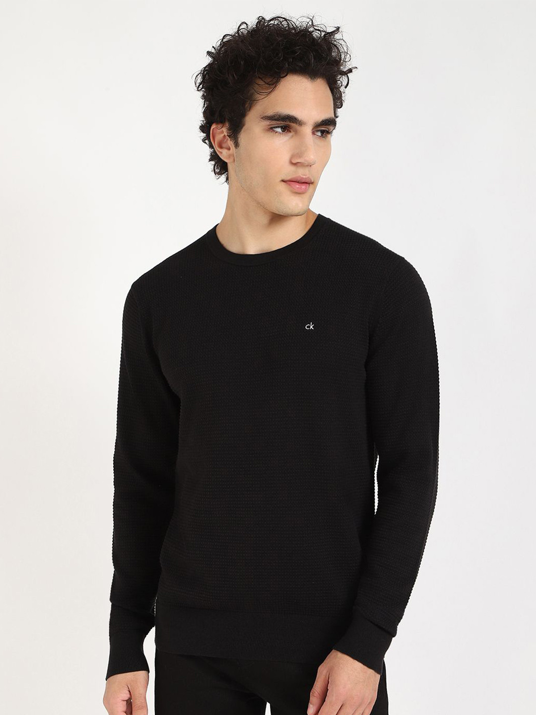 

Calvin Klein Jeans Men Round Neck Cotton Pullover, Black