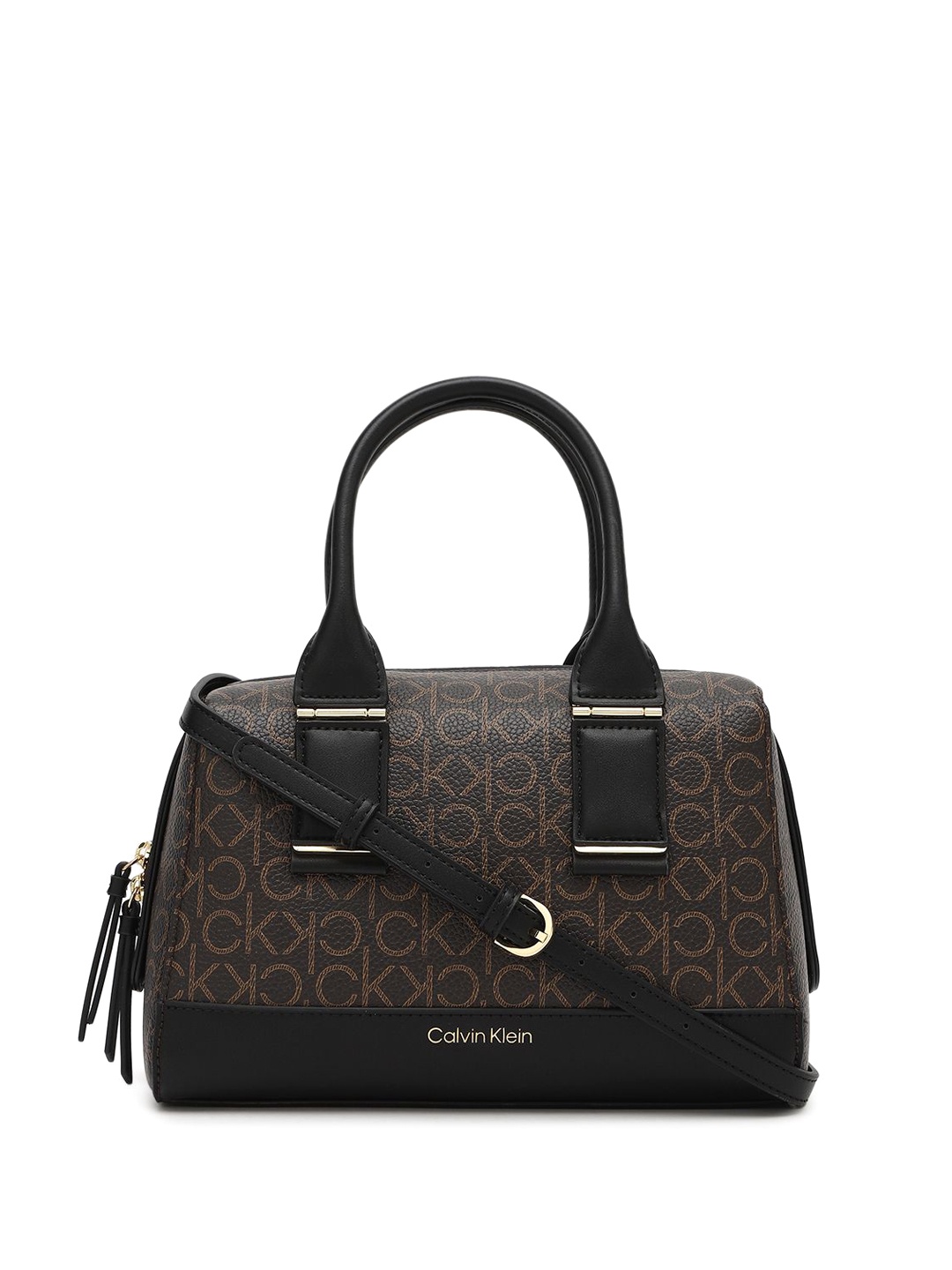 

Calvin Klein Women Typography Printed Swagger Handheld Bag, Brown