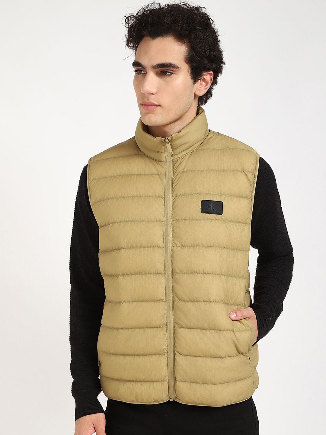 

Calvin Klein Jeans Men Mock Collar Solid Casual Puffer Jacket, Green