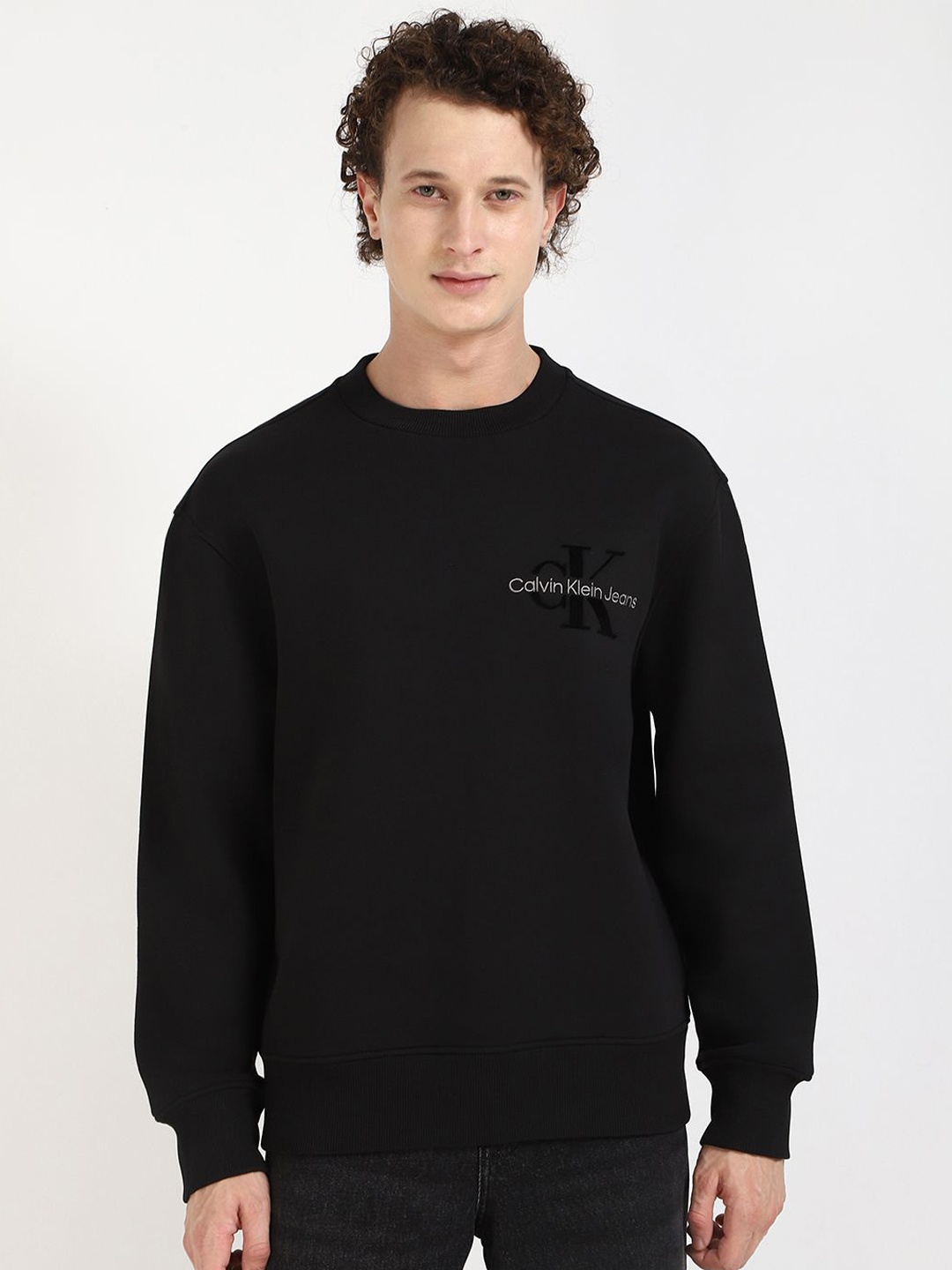 

Calvin Klein Jeans Men Round Neck Pure Cotton Sweatshirt, Black