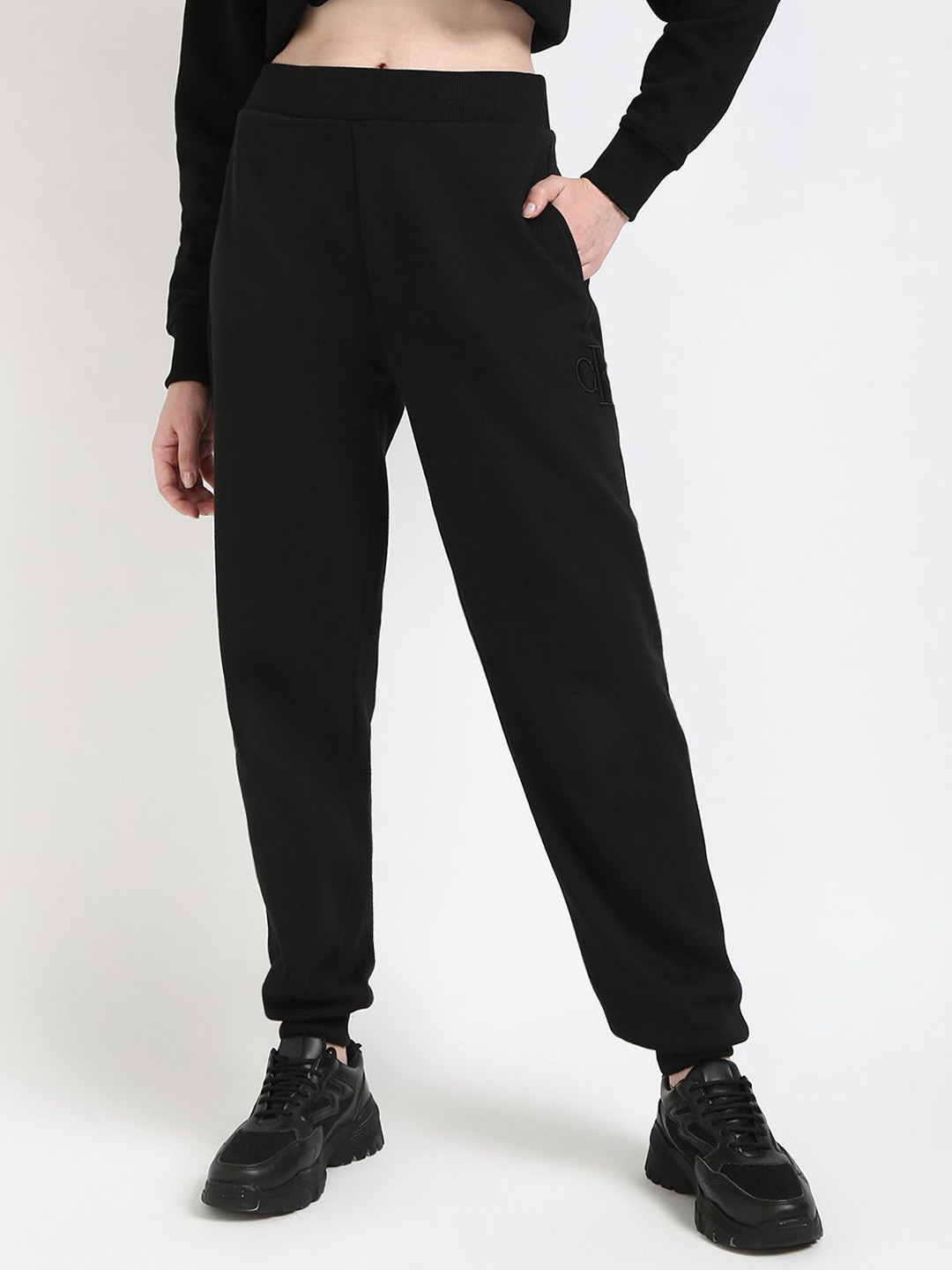 

Calvin Klein Jeans Women Brand Logo Embroidered Joggers, Black