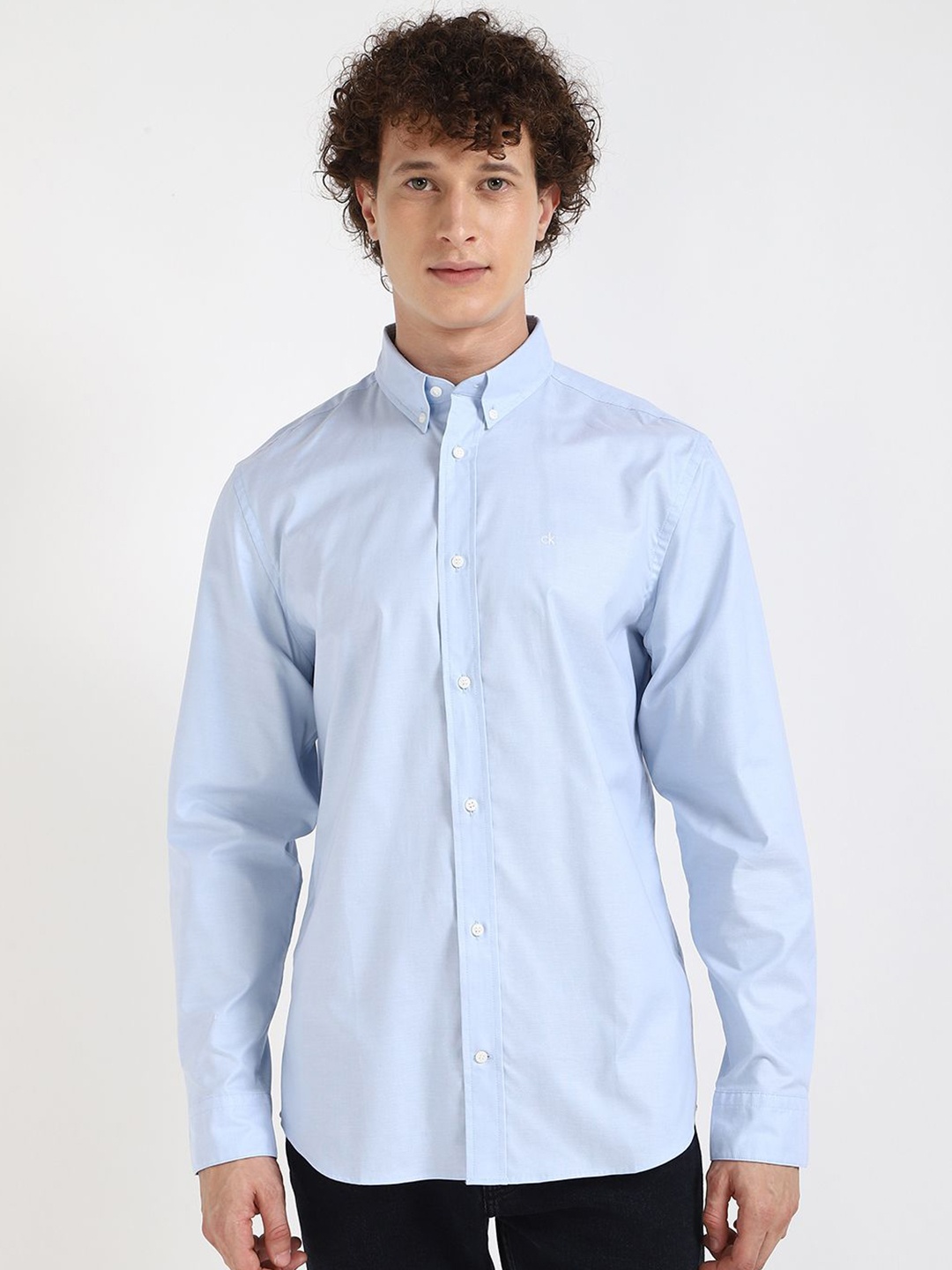 

Calvin Klein Jeans Men Pinstripes Opaque Casual Shirt, Blue