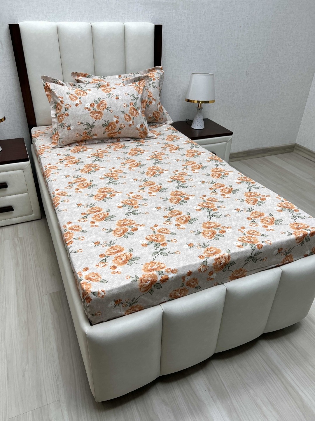 

Pure Decor Cotton Single Bed Size Bedsheet With 2 Pillow Covers 1.73m X 2.36m, Beige