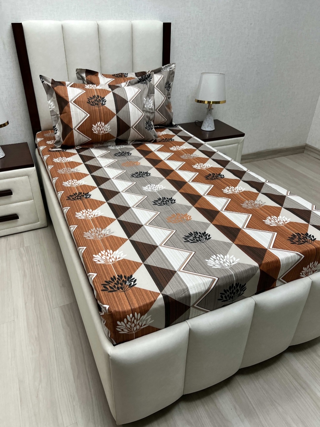 

Pure Decor Cotton Single Bed Size Bedsheet With 2 Pillow Covers 1.73m X 2.36m, Brown
