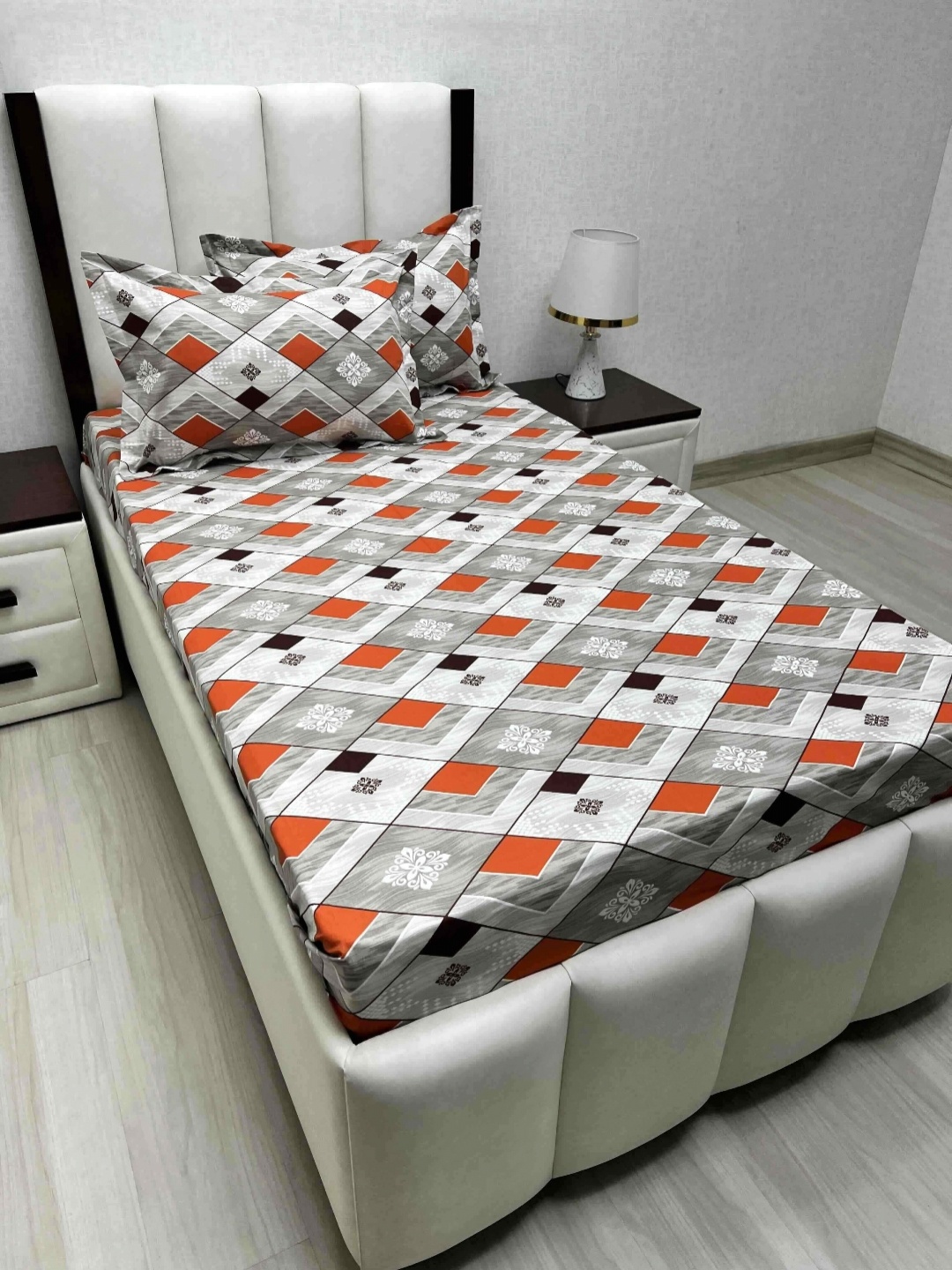 

Pure Decor Cotton Single Bed Size Bedsheet With 2 Pillow Covers 1.73m X 2.36m, Grey