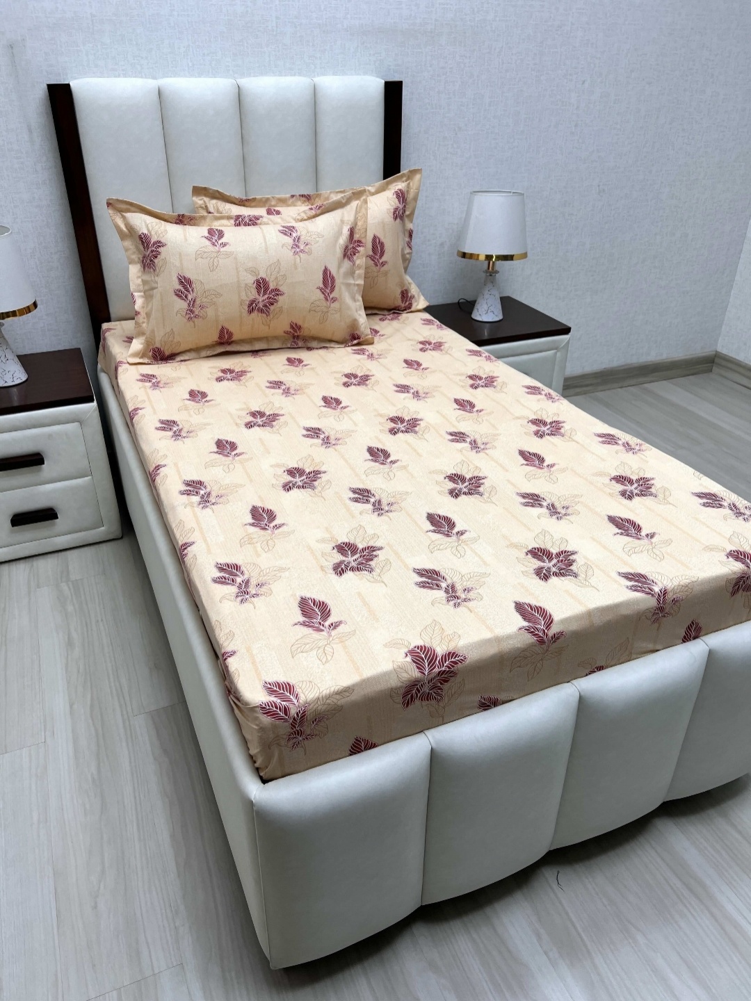 

Pure Decor Cotton Single Size Bedsheet With 2 Pillow Covers 1.73m X 2.36m, Beige