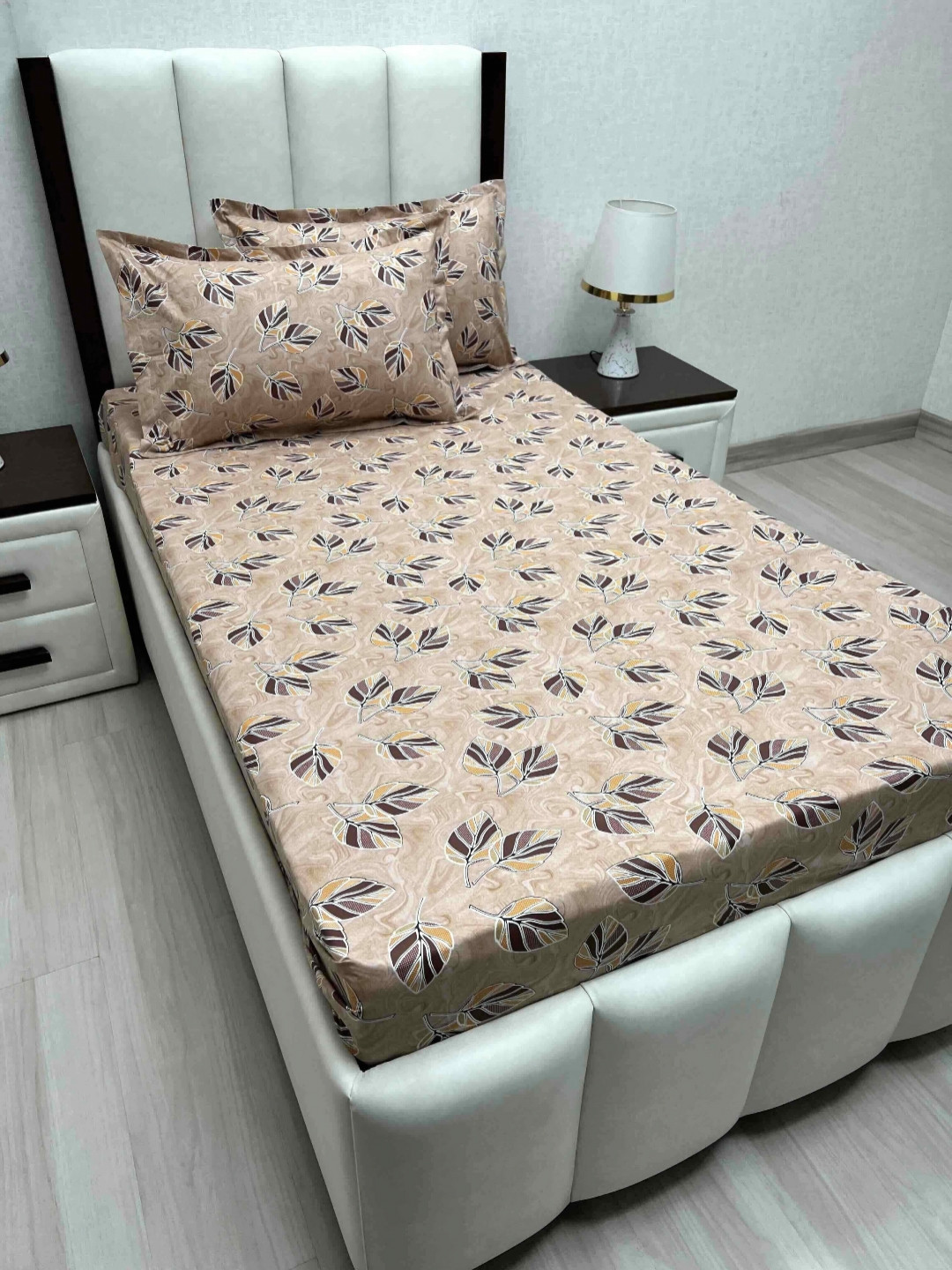 

Pure Decor Cotton Single Size Bedsheet With 2 Pillow Covers 1.73m X 2.36m, Brown