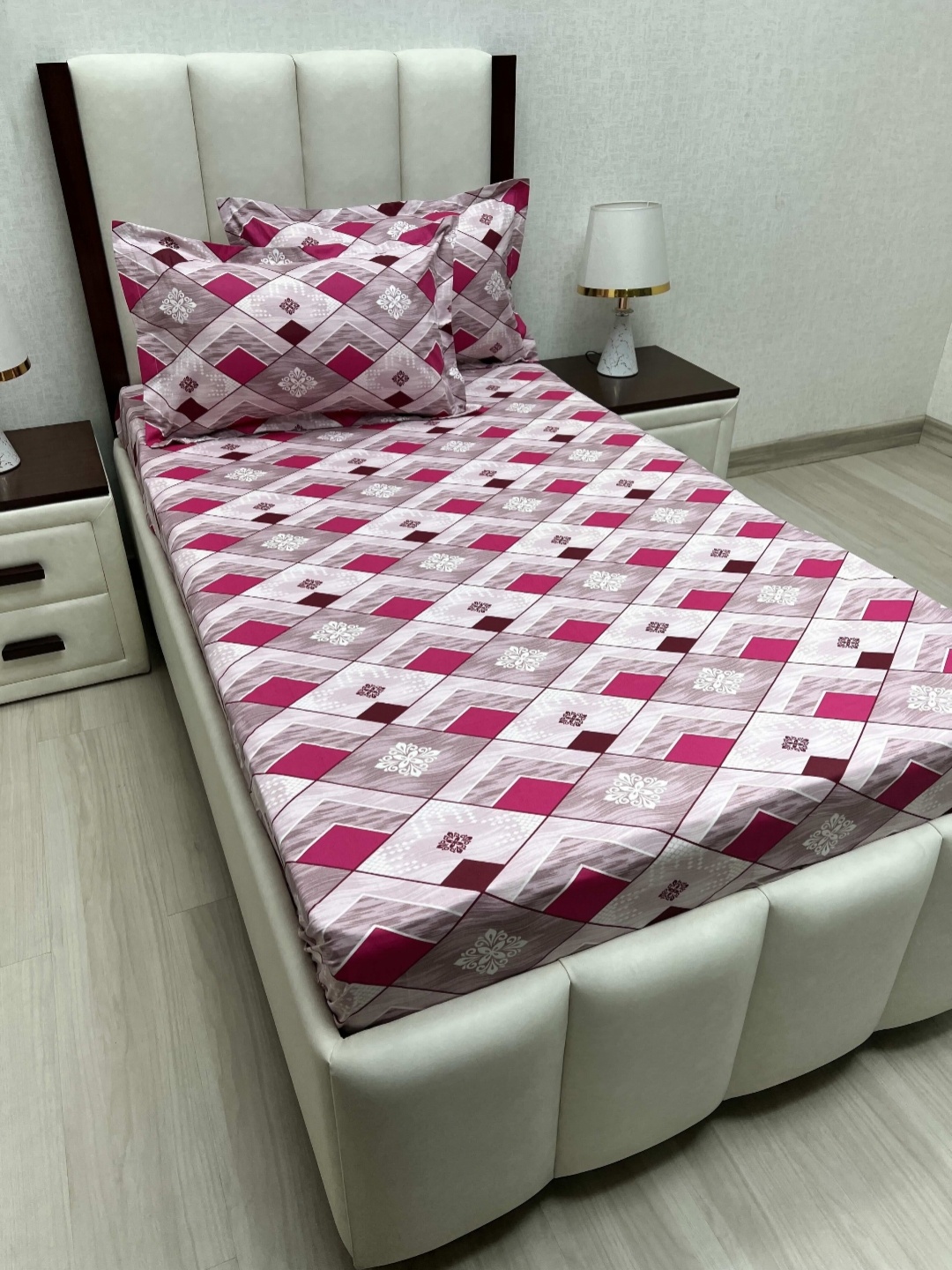 

Pure Decor Cotton Single Bed Size Bedsheet With 2 Pillow Covers 1.73m X 2.36m, Purple