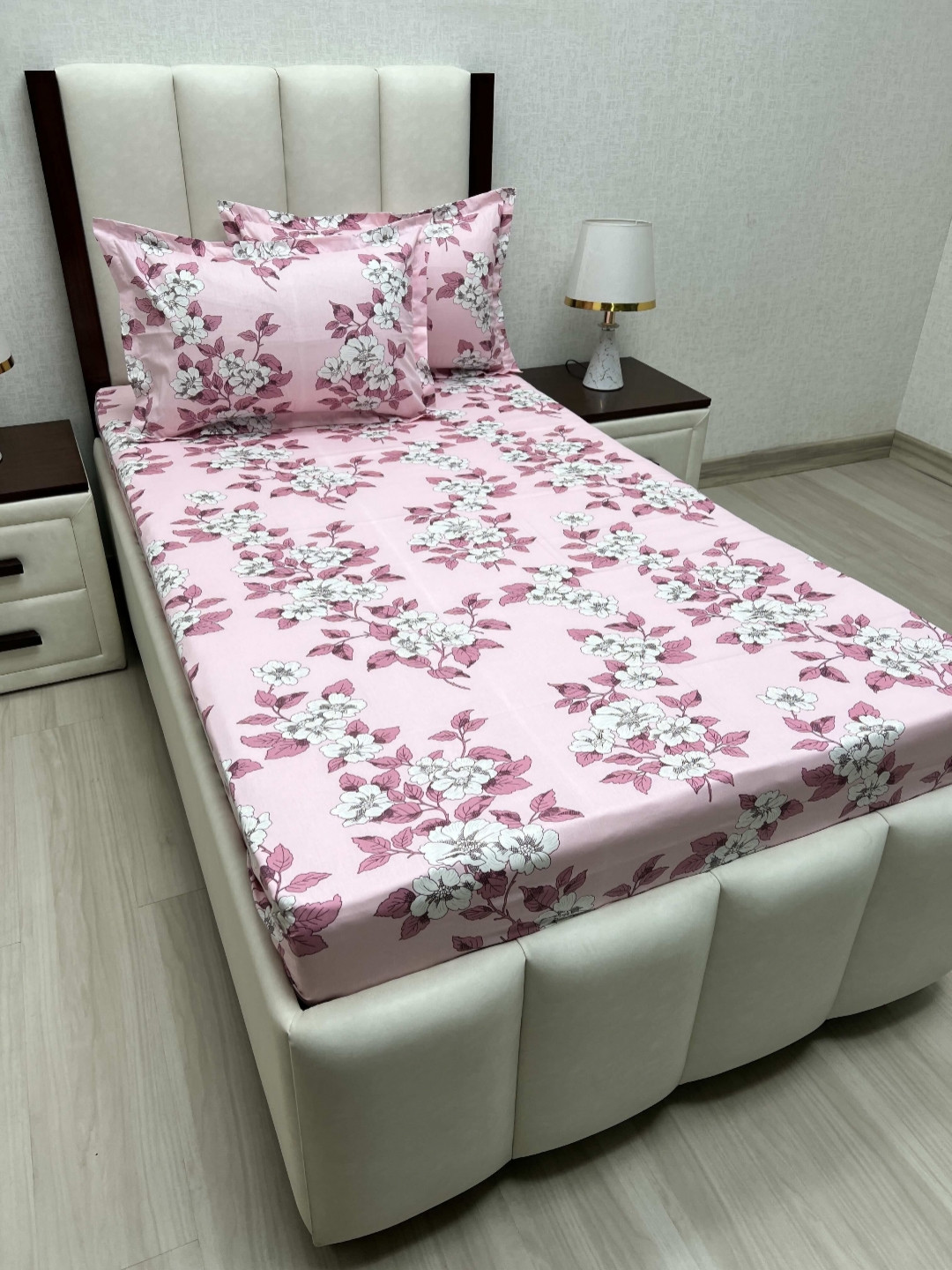 

Pure Decor Cotton Single Size Bedsheet With 2 Pillow Covers 1.73m X 2.36m, Pink