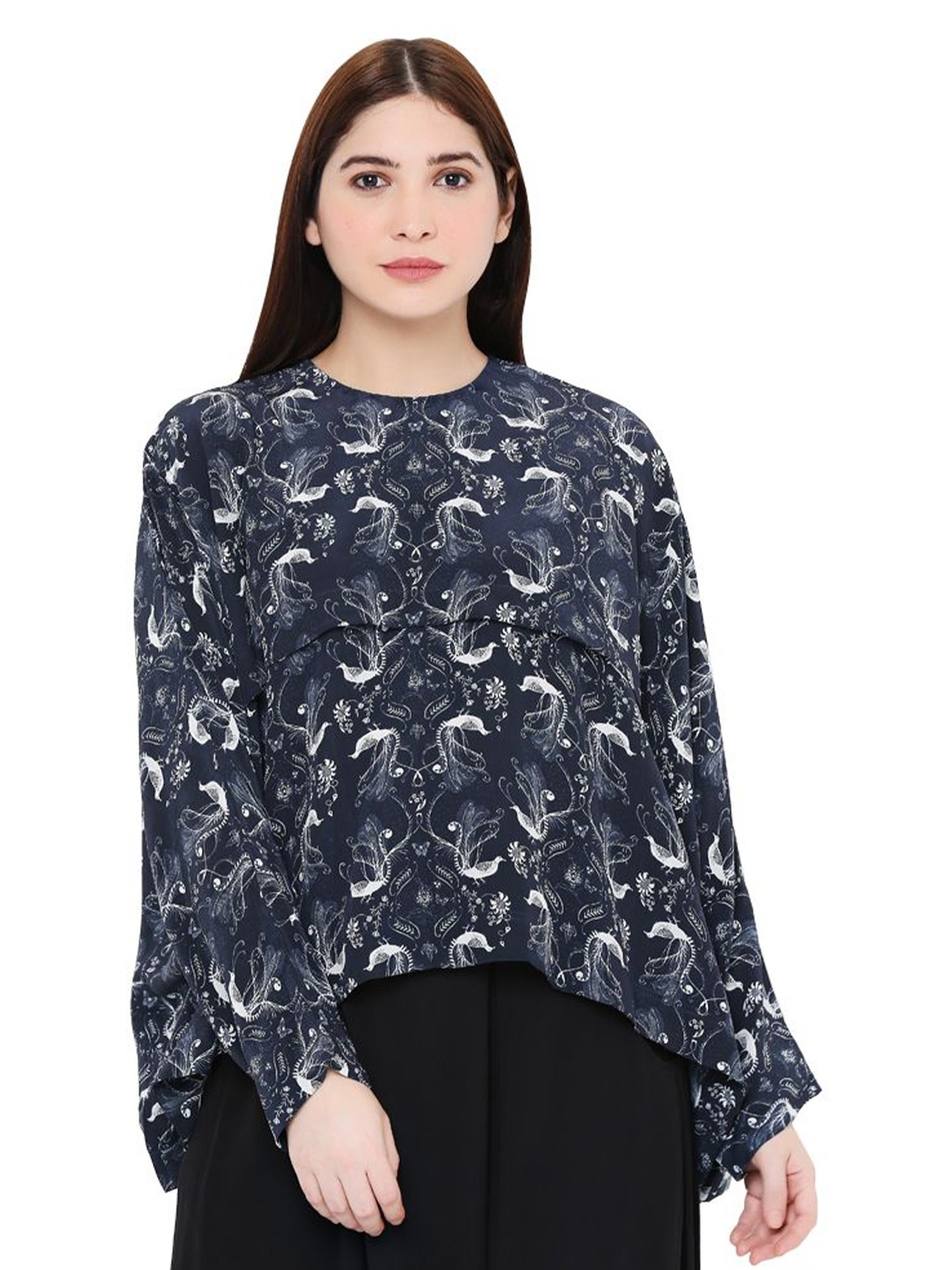 

PS PRET BY PAYAL SINGHAL Women Printed Tunic, Navy blue