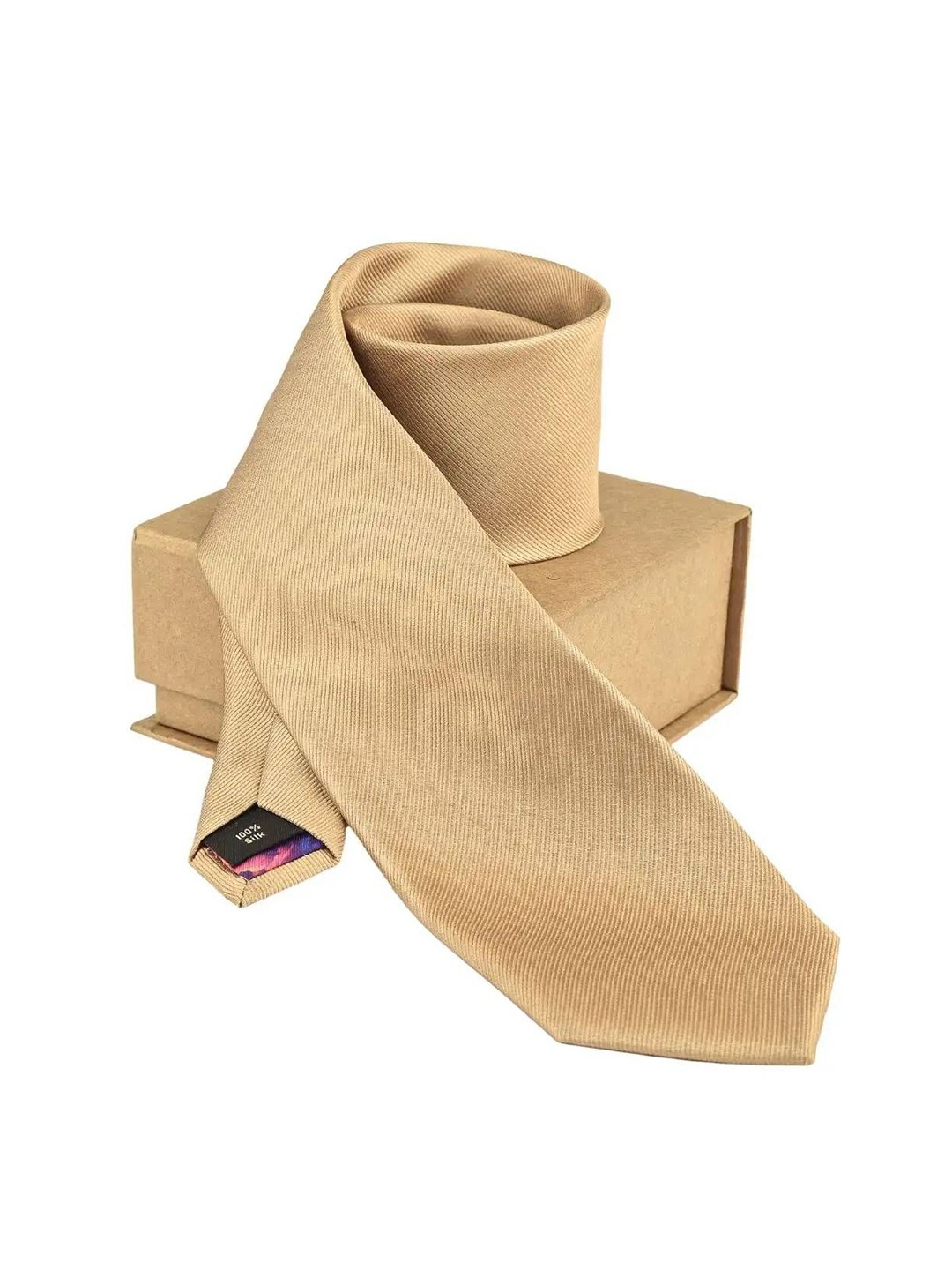 

The Tie Hub Men Solid Broad Tie, Beige