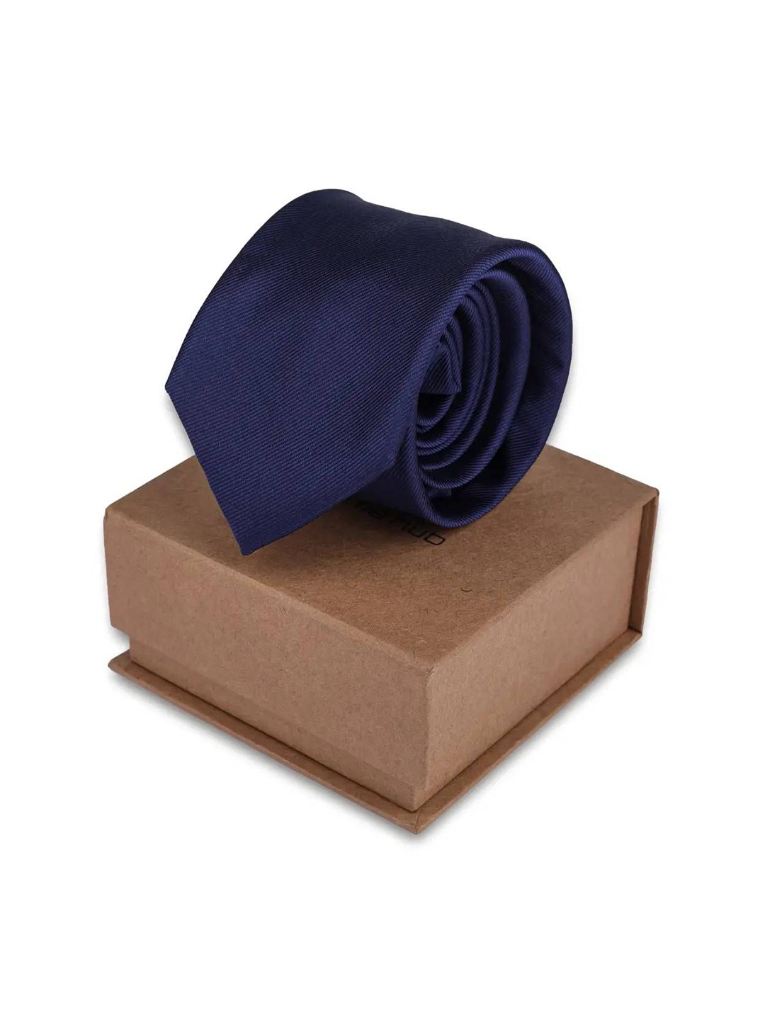 

The Tie Hub Men Solid Silk Broad Tie, Navy blue