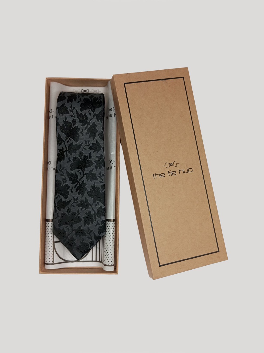 

The Tie Hub Men Woven Design Broad Tie, Grey