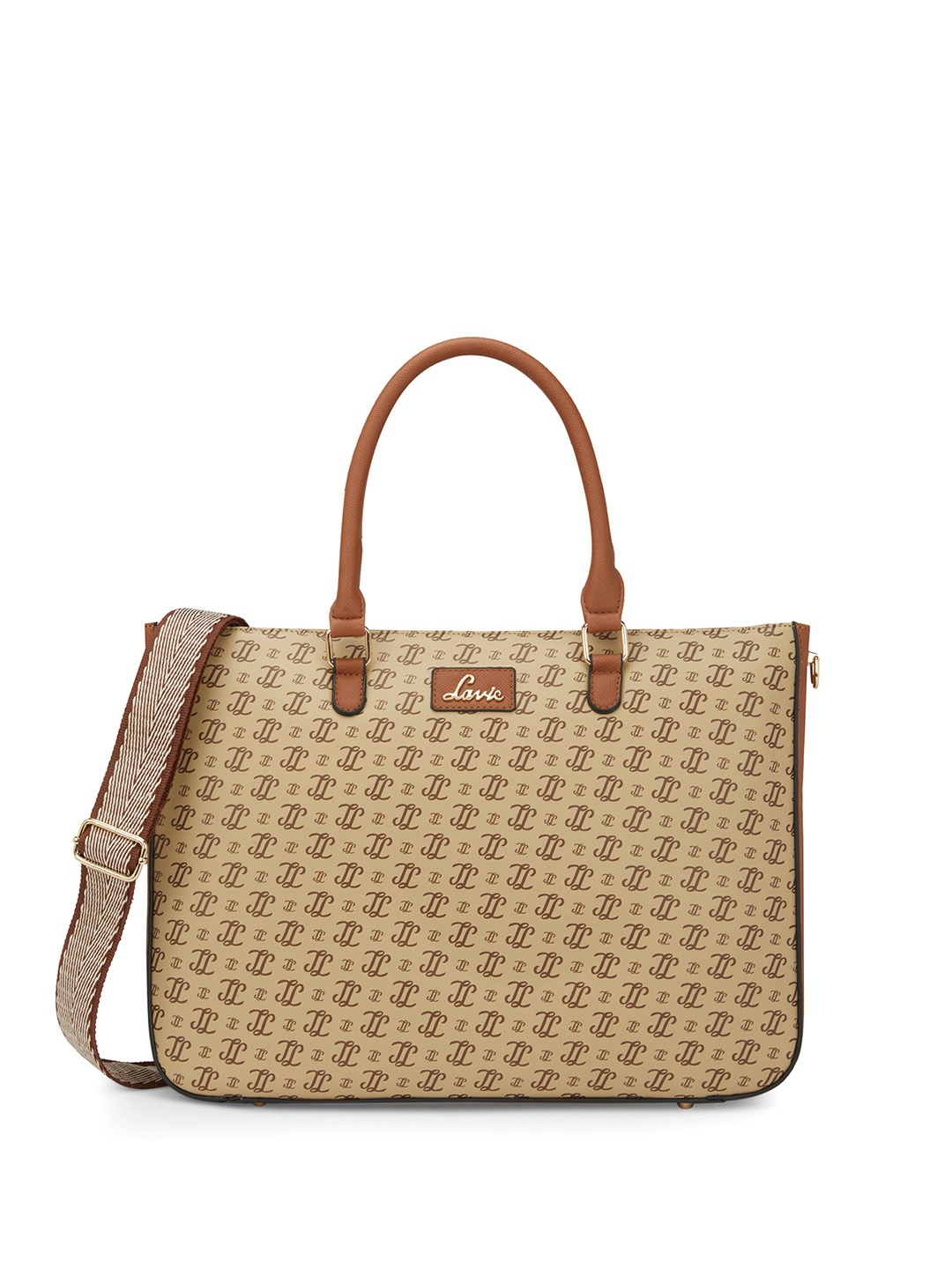 

Lavie Women Brand Logo Printed Shopper Leather Shoulder Bag, Taupe
