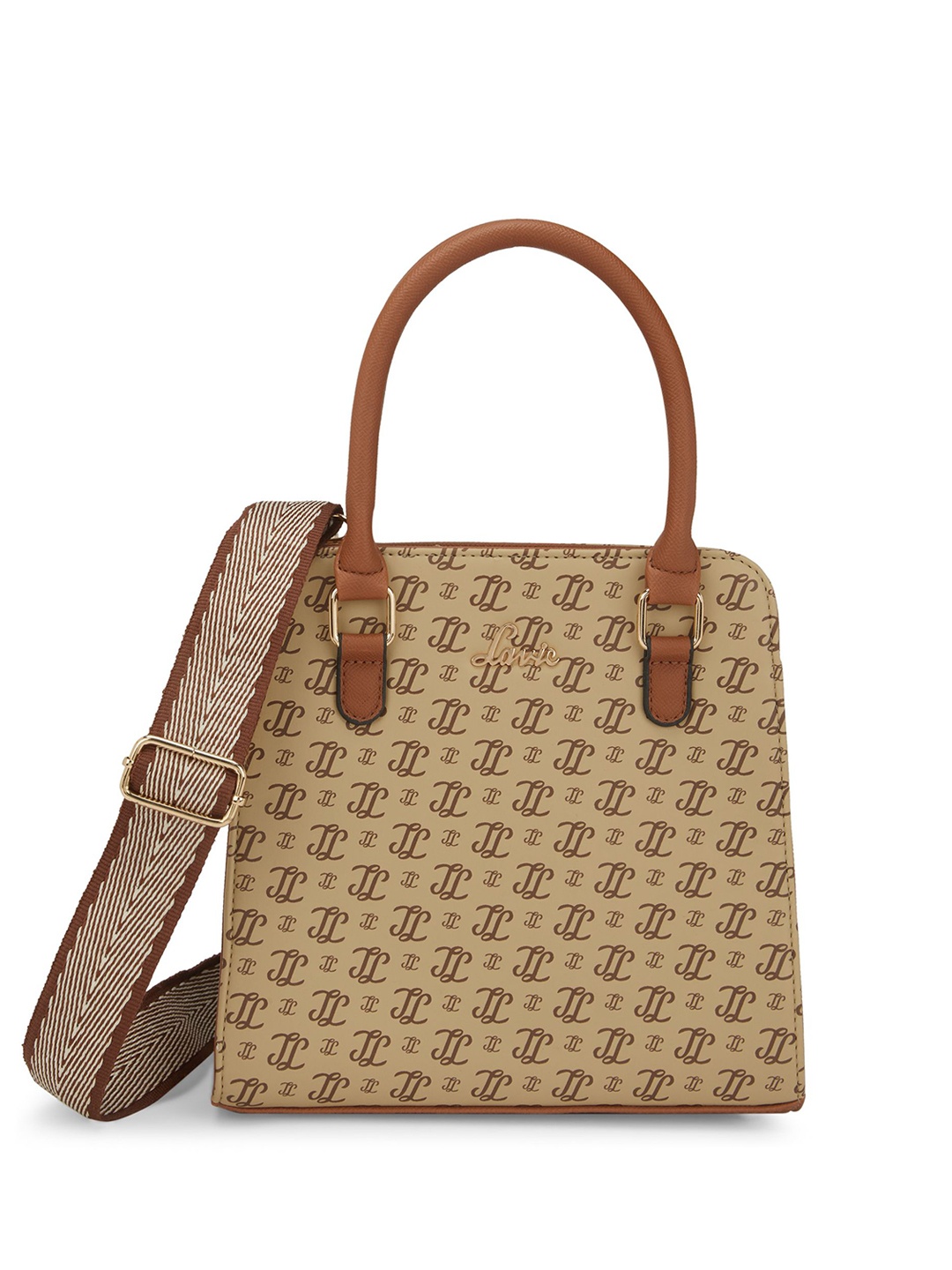 

Lavie Women Brand Logo Printed Shopper Leather Handheld Bag, Taupe